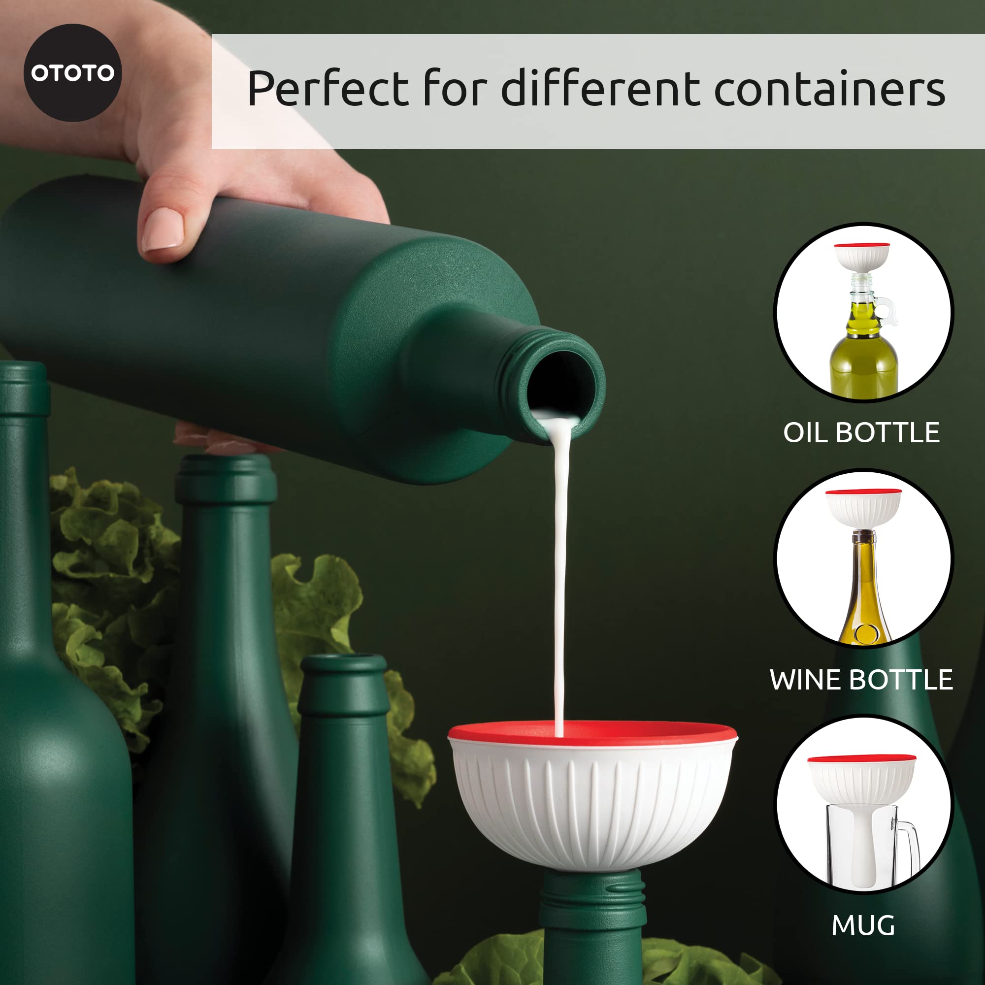OTOTO Mushroom - Foldable Small Kitchen Funnel with Wide Mouth for Jars. Bottle Liquid Transfer - Silicone, 100% Food Safe, BPA Free, Dishwasher Safe: Magic Mushroom