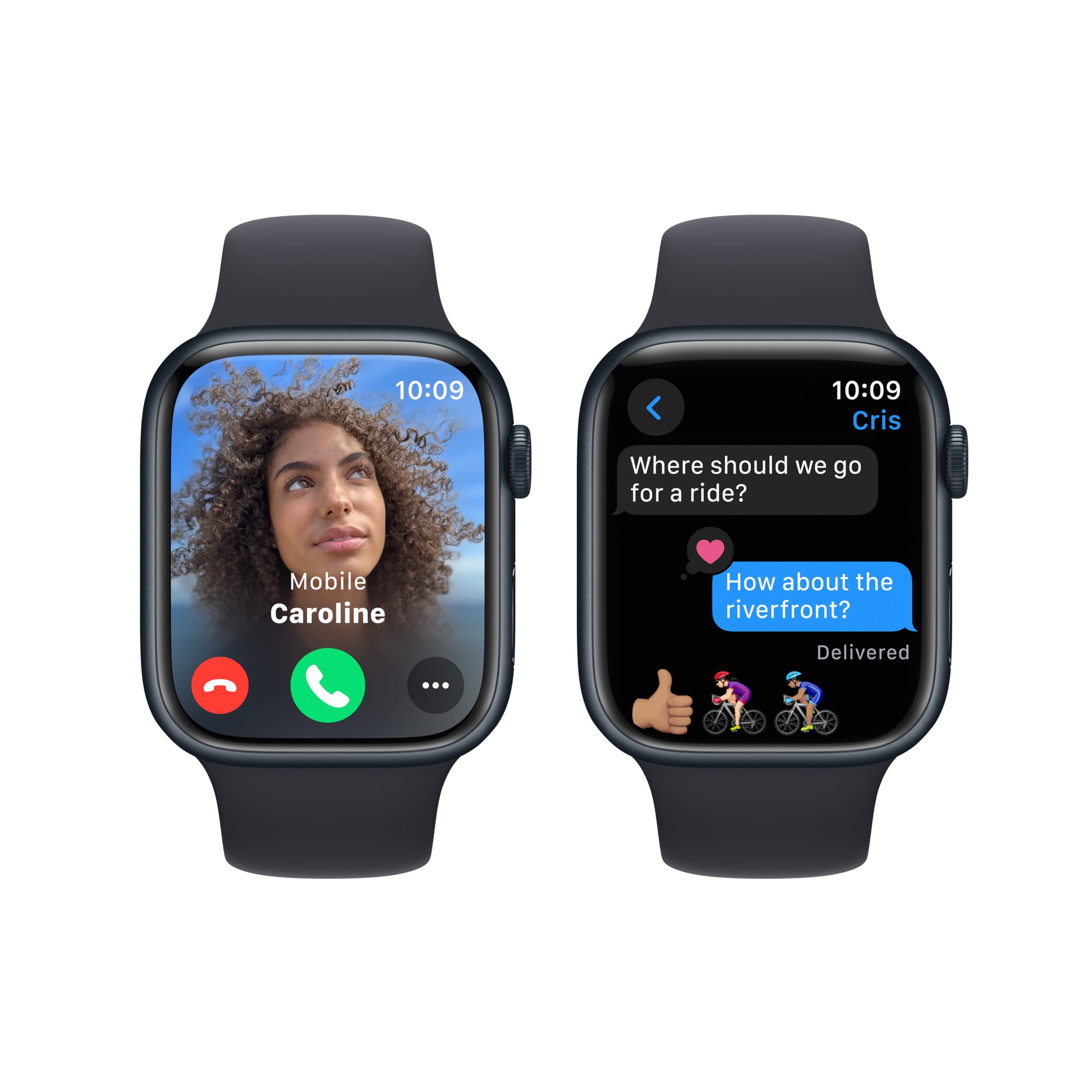 Apple Watch Series 9 [GPS 41mm] Smartwatch with Pink Aluminum Case with Light Pink Sport Loop One Size. Fitness Tracker, ECG Apps, Always-On Retina Display, Carbon Neutral: Midnight Aluminum Case with Midnight Sport Band 45mm Case M/L - fits 160&#x2013;210mm wrists