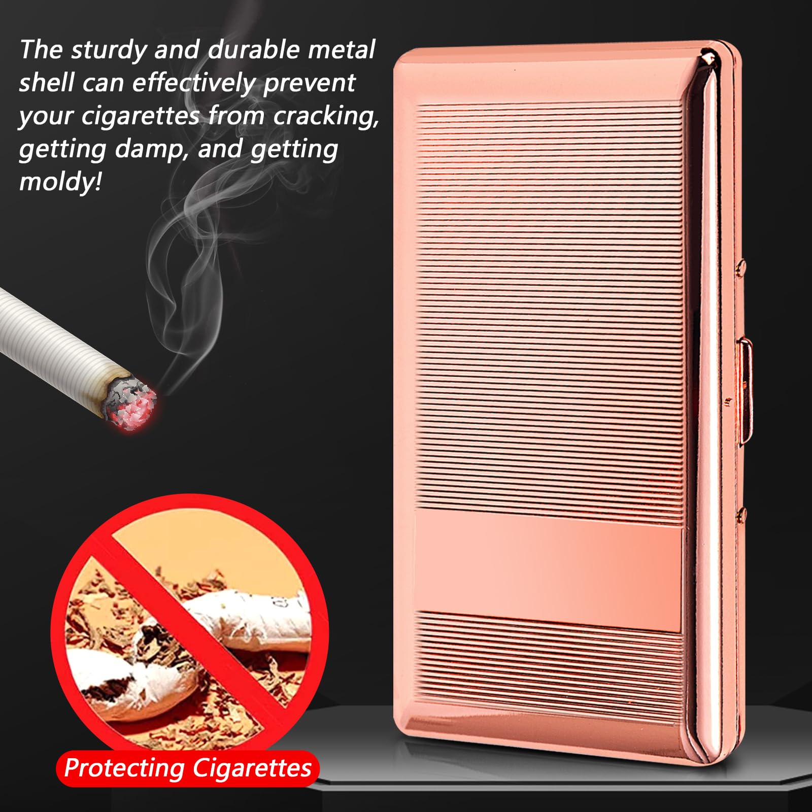 Beautiful Stylish Metal Ladies and Men's Cigarette Case,Holds 20pcs 120's Capri Cigarettes (Patterned Pink, 20pcs 120's): 10pcs 120&apos;s Rose