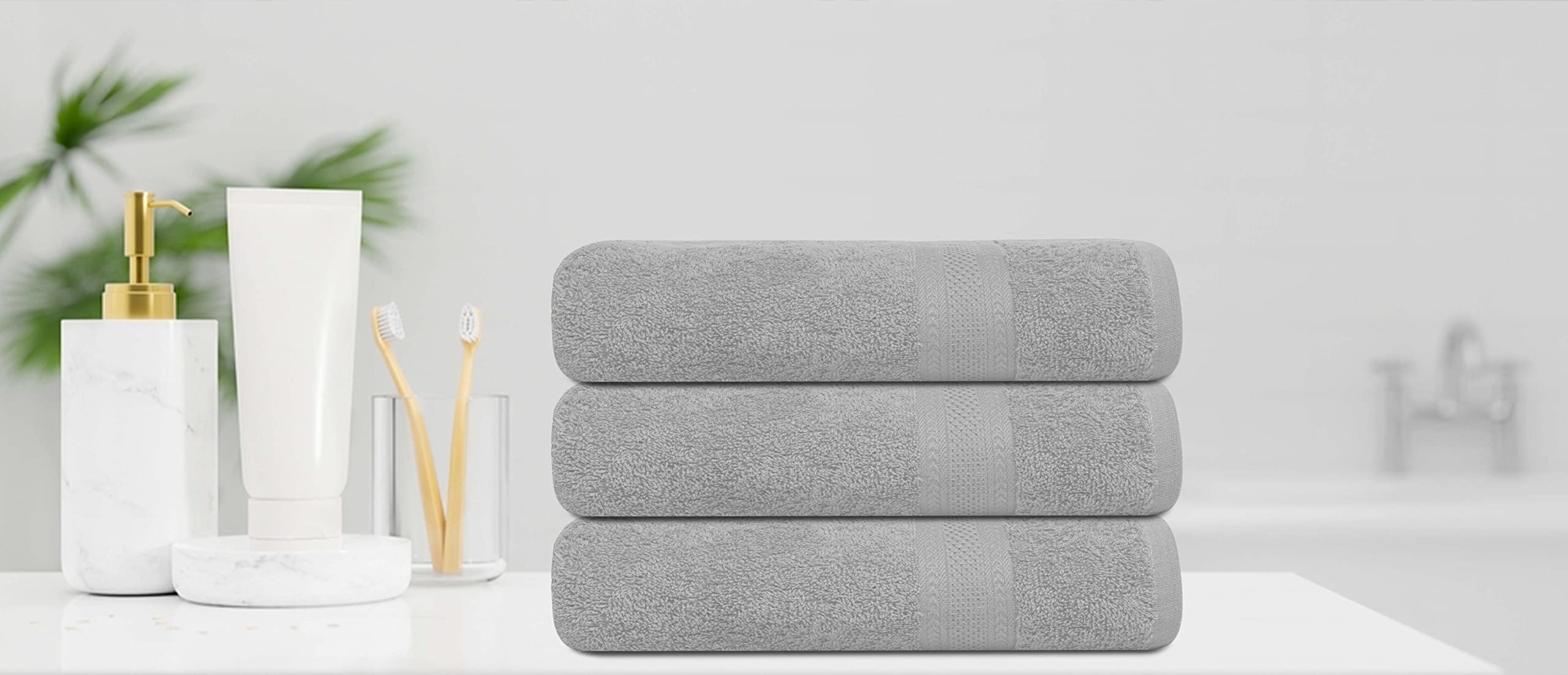 Bath Towels Set of 6 – 100% Cotton Terry – 24" x 48" – Quick Dry, Soft & Highly Absorbent – Grey Towels for Bathroom, Gym, Spa, Pool & Daily Use thumbnail 2