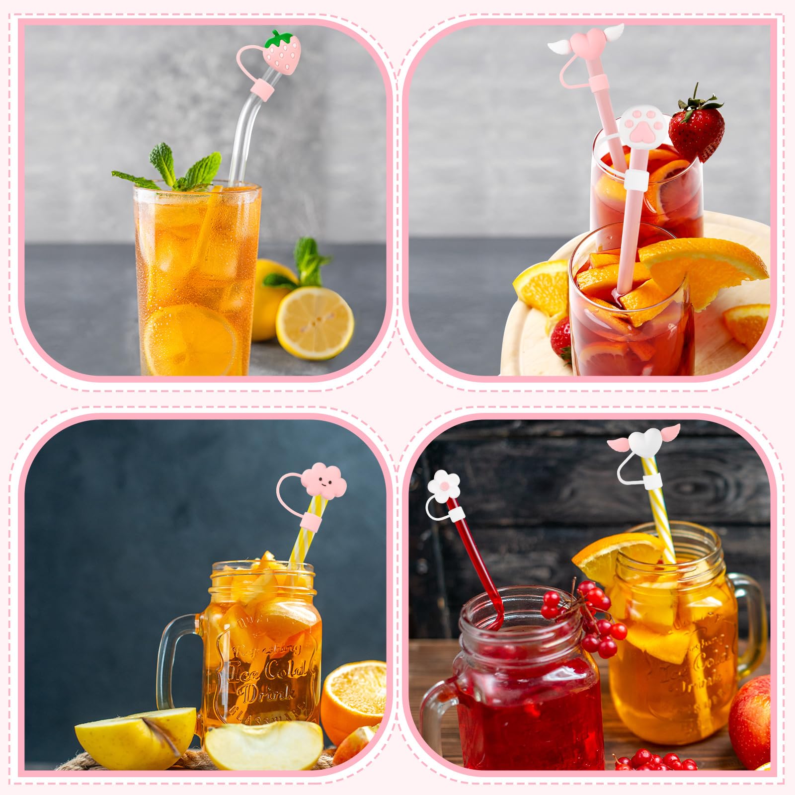 8 PCS Straw Cover, Straws Toppers for Stanley 30&40 Oz Tumbler, Straw Caps in Various Shapes Silicone Covers Cap for 0.4 Inch/10 mm Tips () thumbnail 6