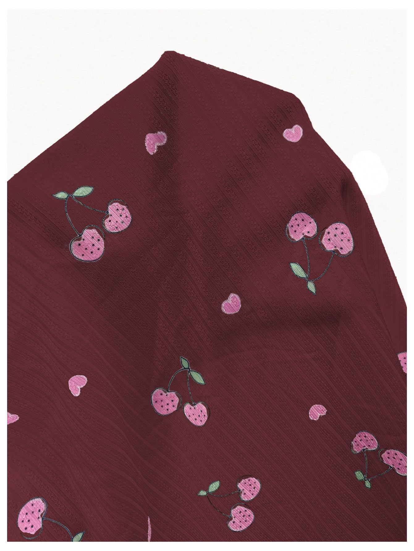 RoseSeek Women's 2 Piece Pajama Set Cherry Spaghetti Strap Bow Cami Tops and Shorts Set Cute Soft Sleepwear Burgundy Large