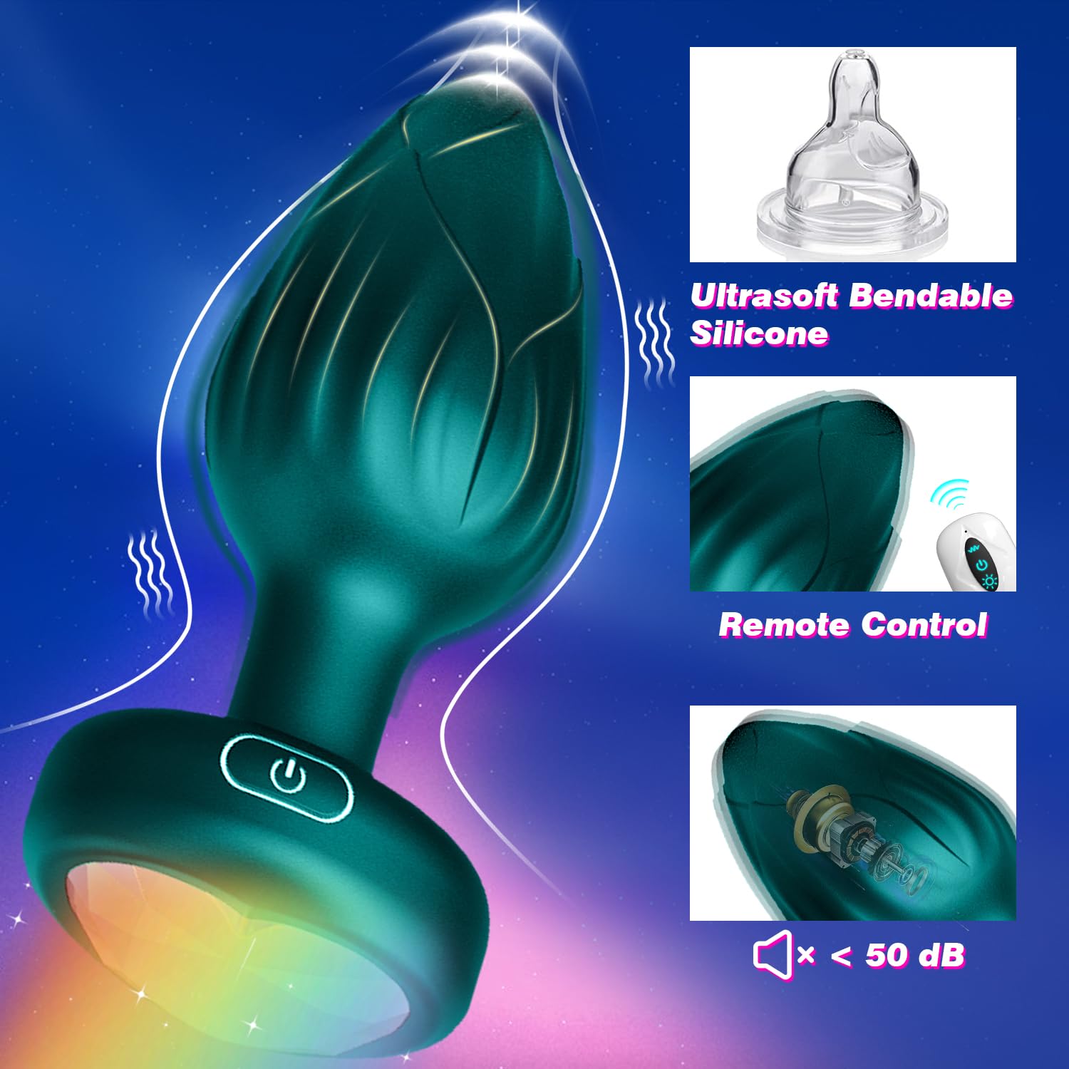 Anal Plug Vibrator Couples Sex Toys for Women, Light Up Vibrating Butt Plug with 10 Vibrations Adult Toys, Women Rose Sex Toys Anal Vibrators: Green