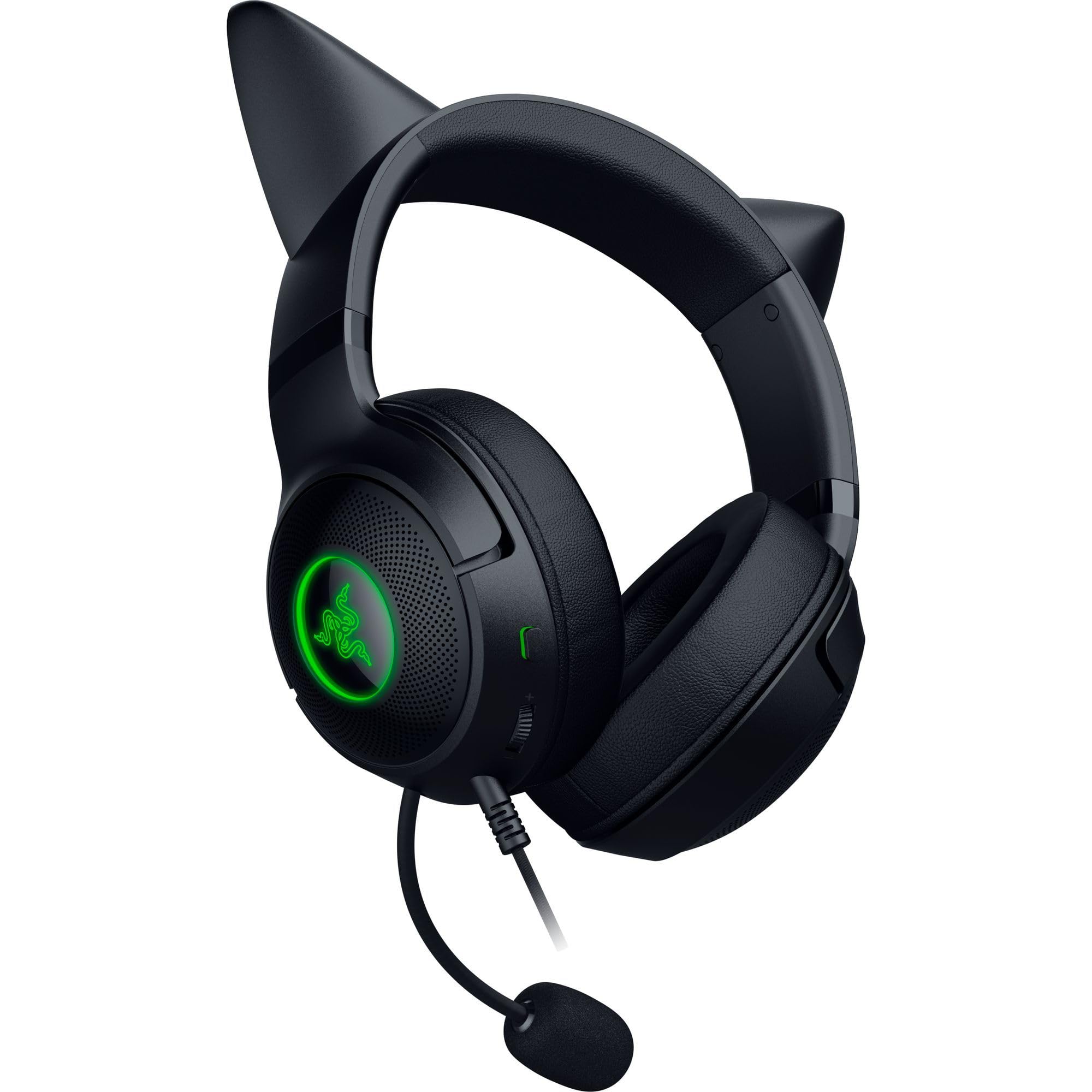 Razer Kraken Kitty V2 USB Wired Headset: Chroma RGB Kitty Ears - Stream Reactive Lighting - HyperClear Cardioid Mic - 40 mm Drivers - 7.1 Surround Sound - Comfortable Ear Cushions -: Black