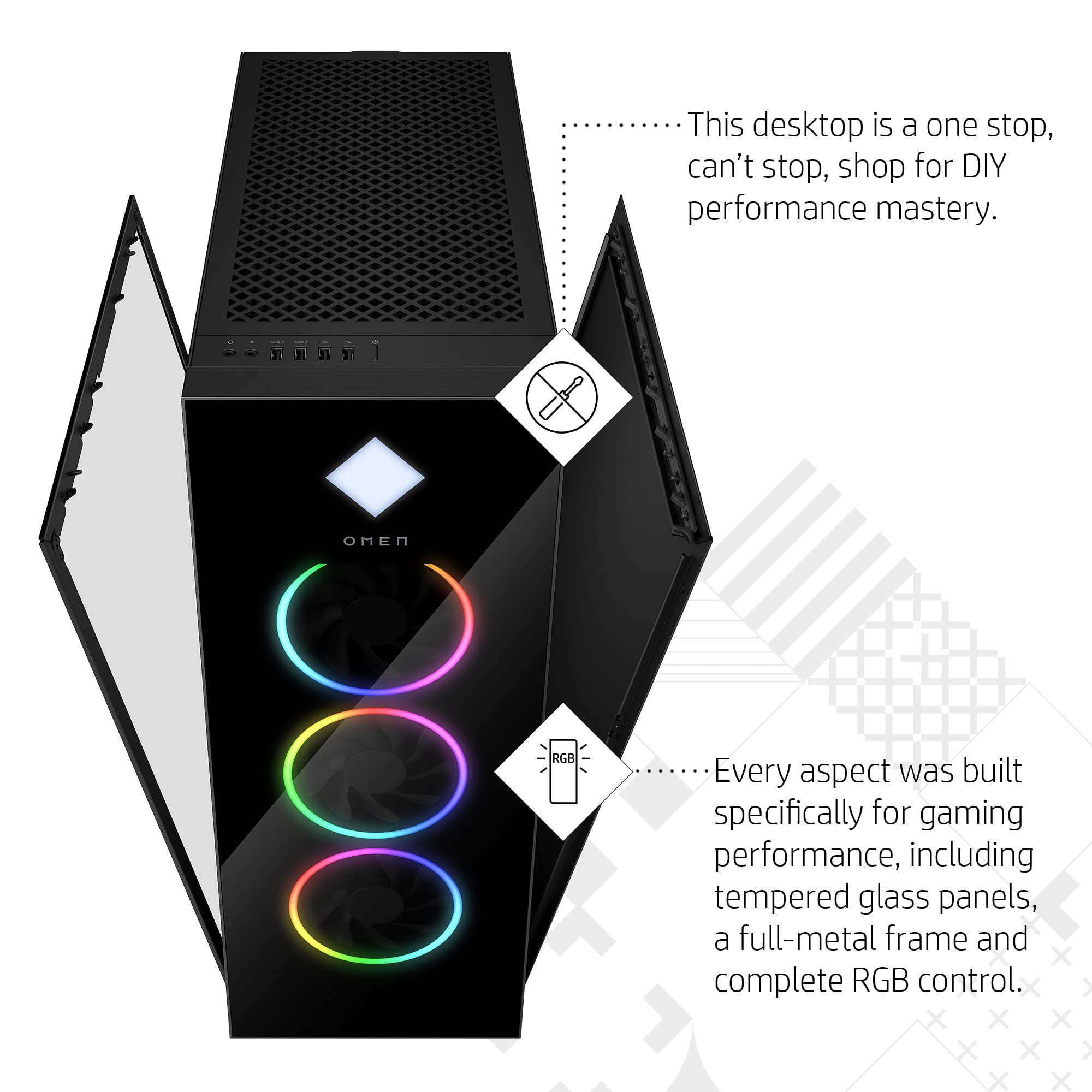 HP OMEN 45L Gaming Desktop, 13th Generation Intel Core i9-13900KF, 16 GB RAM, 1 TB Solid State Drive, NVIDIA GeForce RTX 4070 Ti Graphics, Windows 11 Home, GT22-1082 (2023) - Image 4
