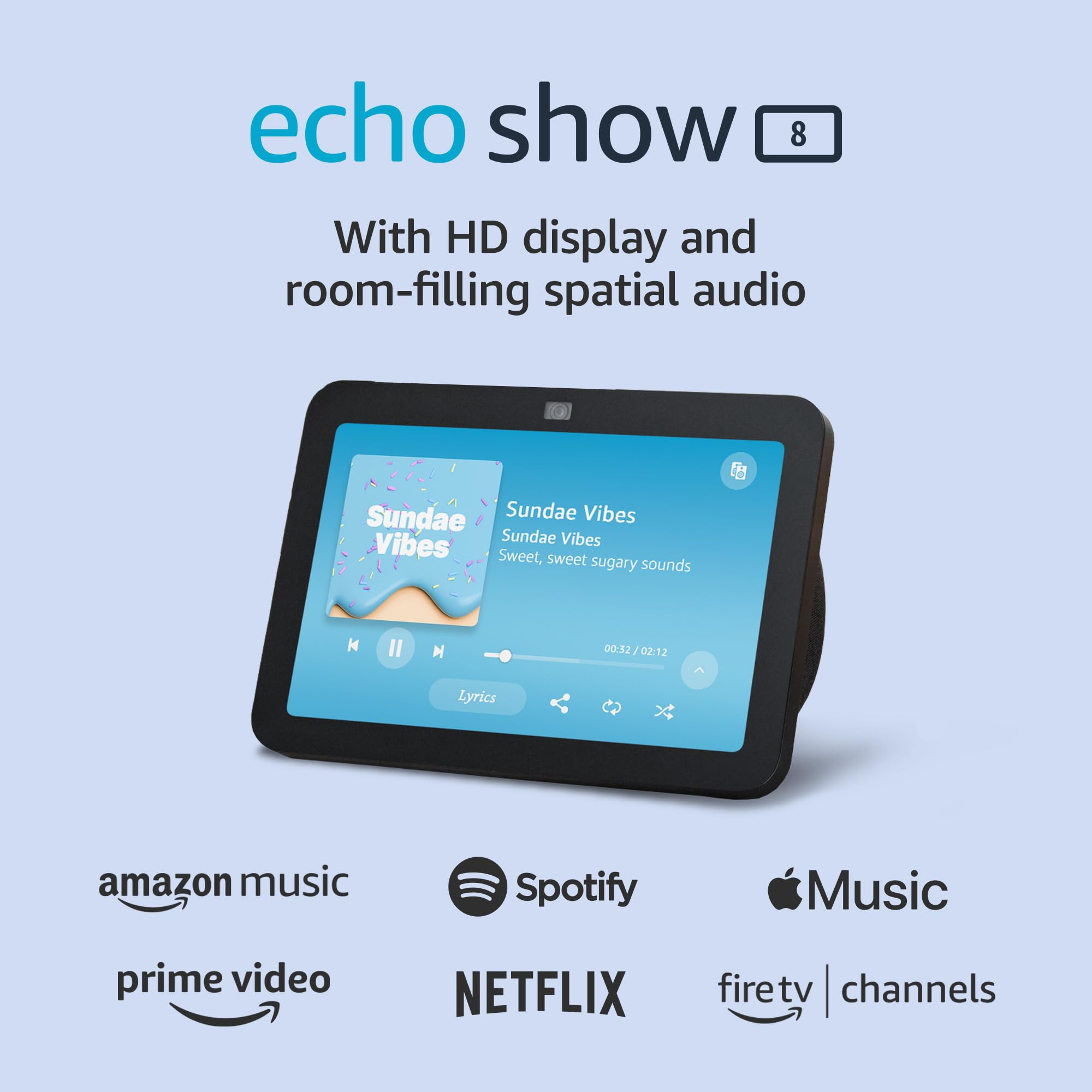 Amazon Echo Show 8 (newest model), With Spatial Audio, Smart Home Hub, and Alexa, Charcoal: Charcoal Device only