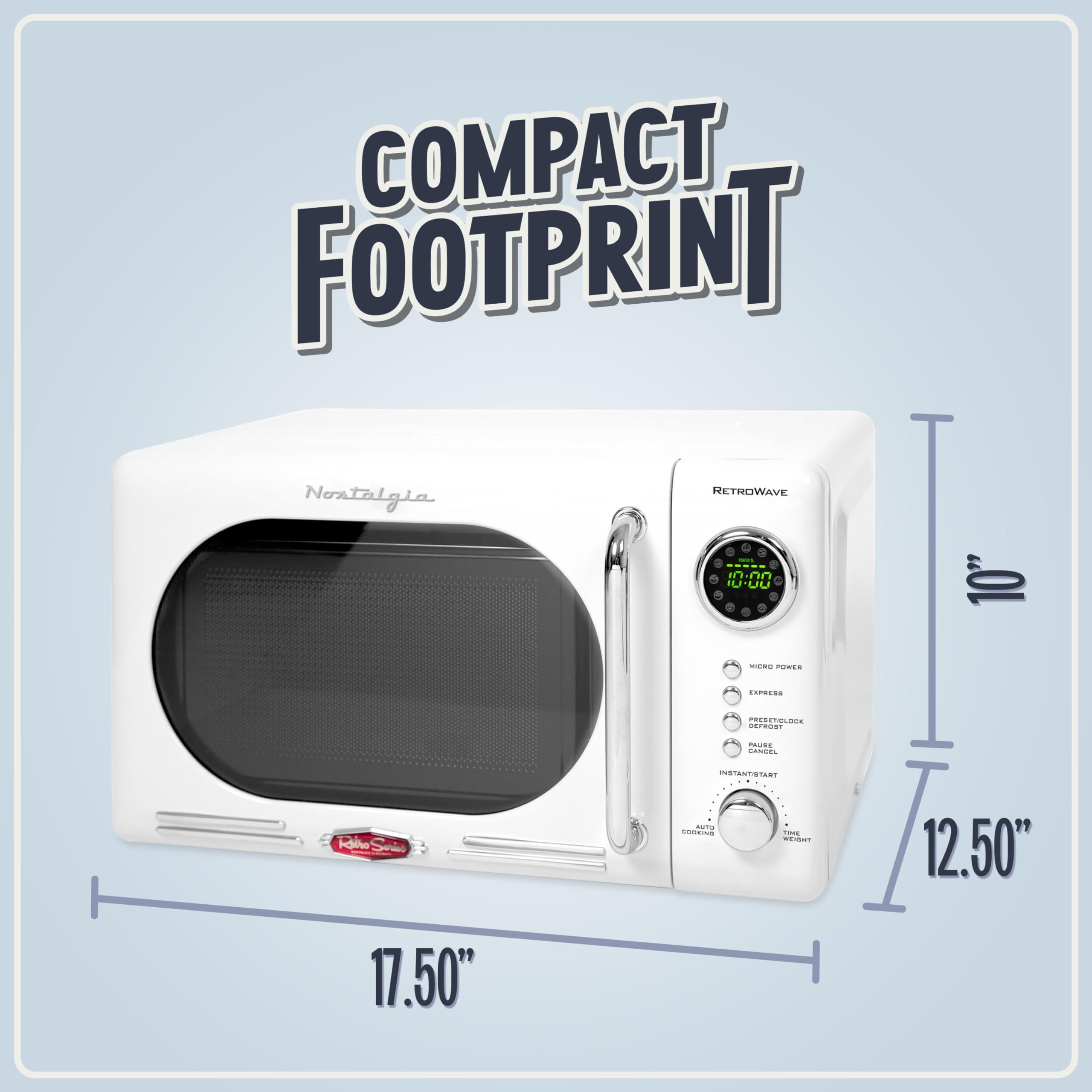 Nostalgia NRMO7YW6A Retro Compact Countertop Microwave Oven, 0.7 Cu. Ft. 700-Watts with LED Digital Display, Child Lock, Easy Clean Interior, Yellow: Retro Classic 0.7 Cu. Ft. White