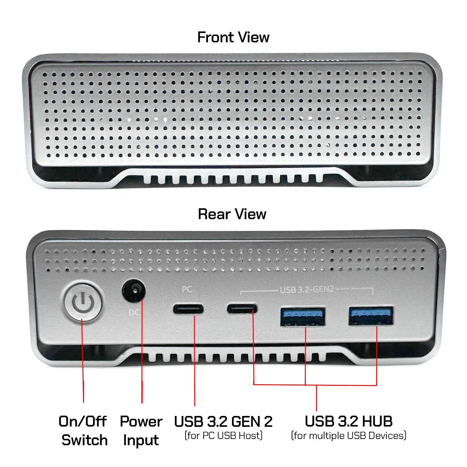 Avolusion PRO-G1 12TB USB 3.2 Gen 2 (10Gbps) USB-C External Hard Drive with USB 3.0 HUB for Windows or MacOS Desktop PC/Laptop