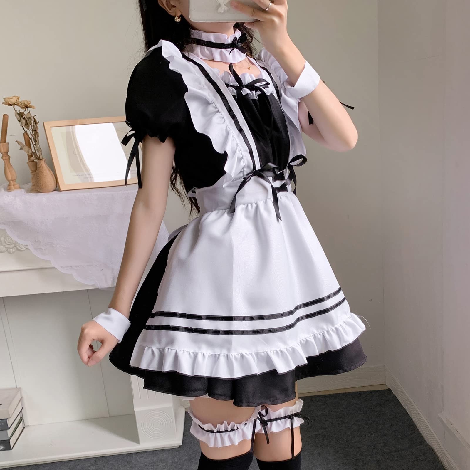 JFFLYIT Japanese Anime Cosplay Maid Outfit Dress Japanese Maid Outfit Set Cute Halloween Makeup Cosplay Costume - Image 3