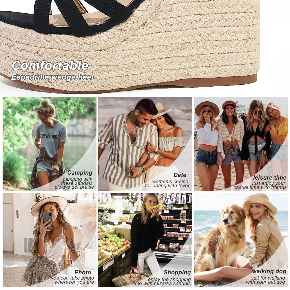 mikarka Sandals for Women, Platform Ankle Strap Womens Sandals Open Toe Espadrille Wedge Sandals for Women Concise Casual Summer Womens Shoes - Image 6