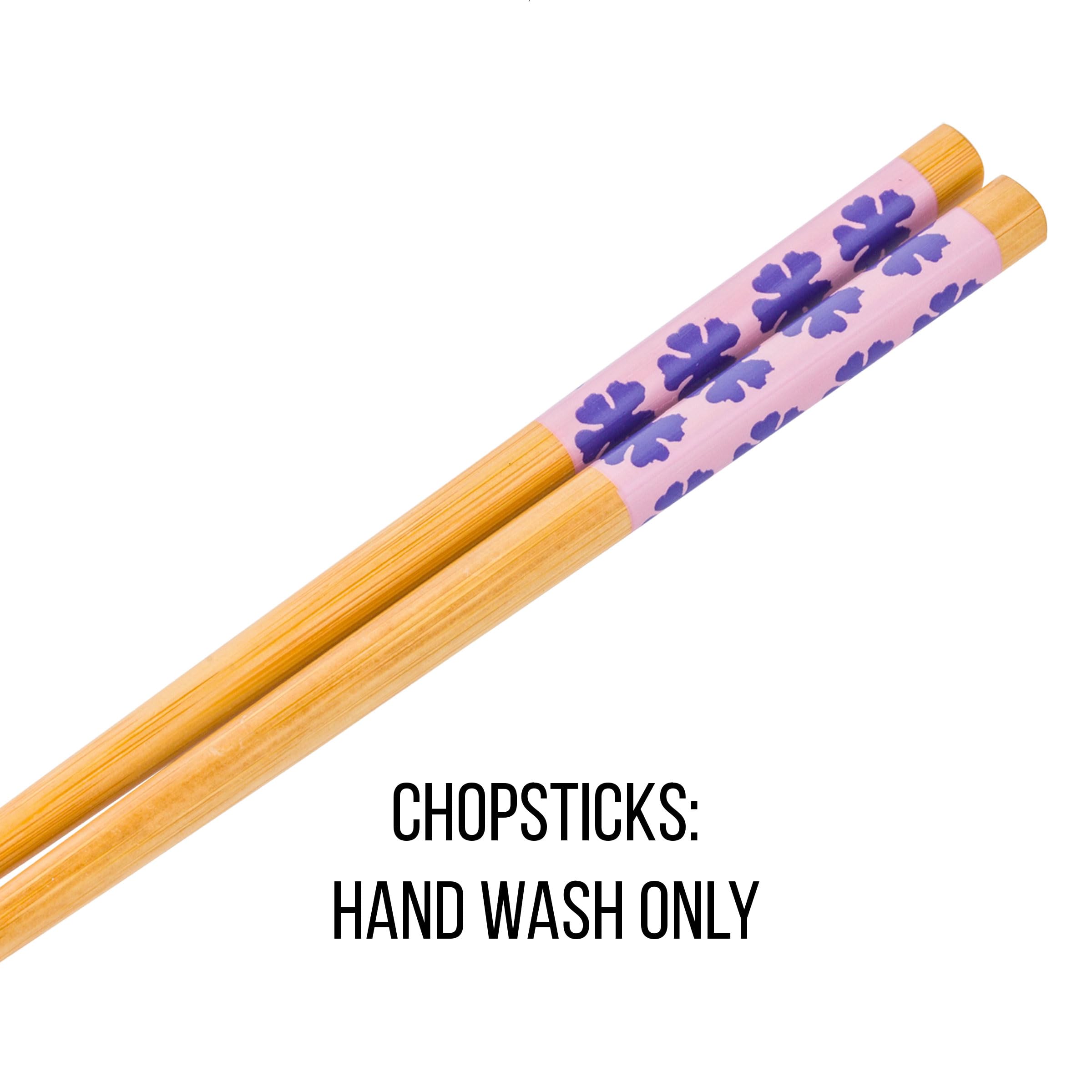 Silver Buffalo Sanrio Hello Kitty and Friends My Melody and Kuromi Pastel Flowers Ceramic Ramen Noodle Rice Bowl with Chopsticks, Microwave Safe, 20 Ounces
