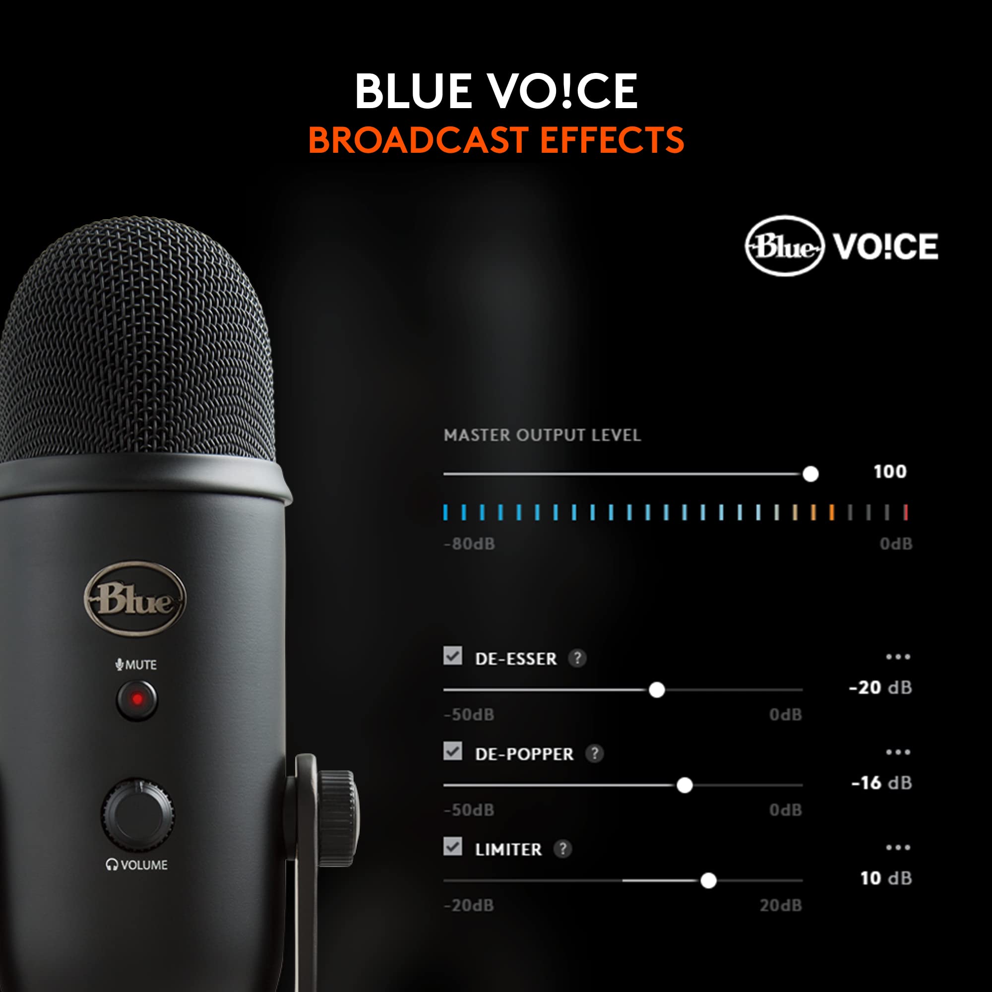 Logitech Creators Blue Yeti USB Microphone for Gaming, Streaming, Podcast, YouTube, Discord, PC, Studio Sound, Plug & Play-Blackout: Microphone Blackout