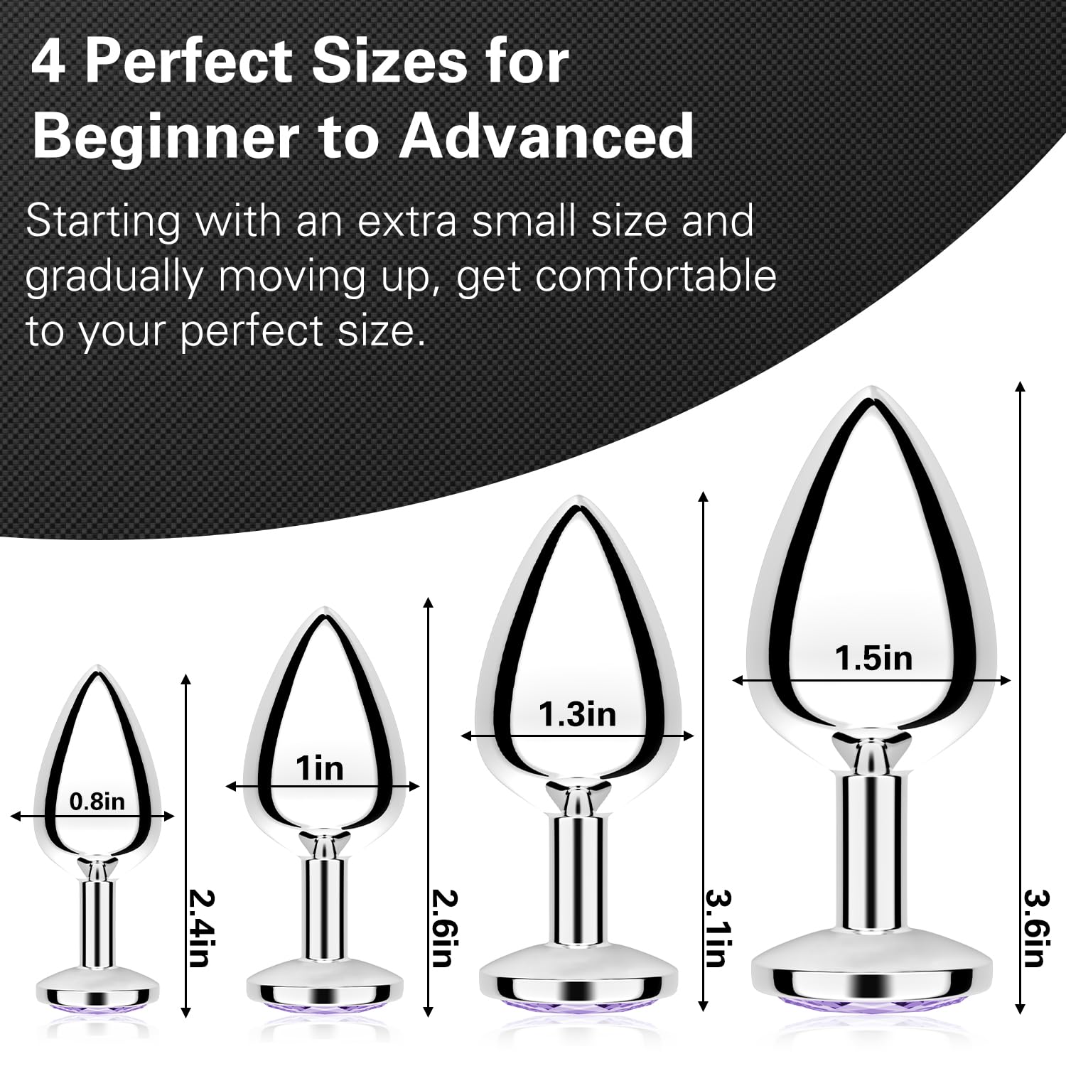Anal Plug Beginner Set - 4 PCS Jewel Butt Plugs Sex Toy Anal Training Kit- G Spot Anal Sex Adult Toy for Beginner Adult Unisex Women and Men Couple: Purple