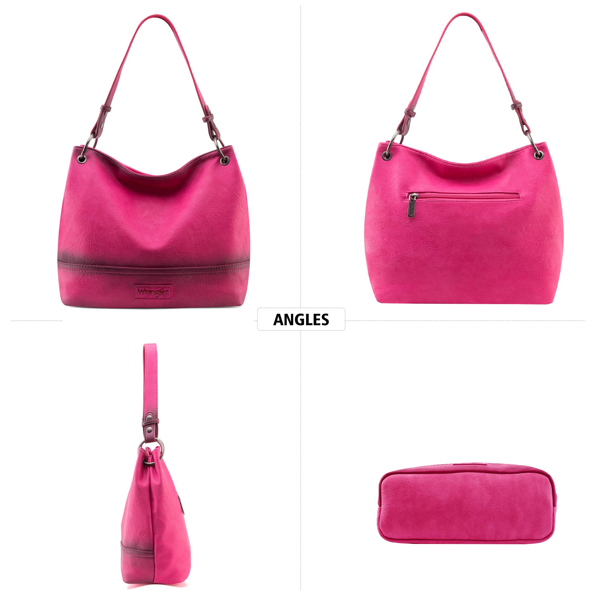 Wrangler Hobo Bags for Women Vegan Leather Top Handle Shoulder Purses and Handbags