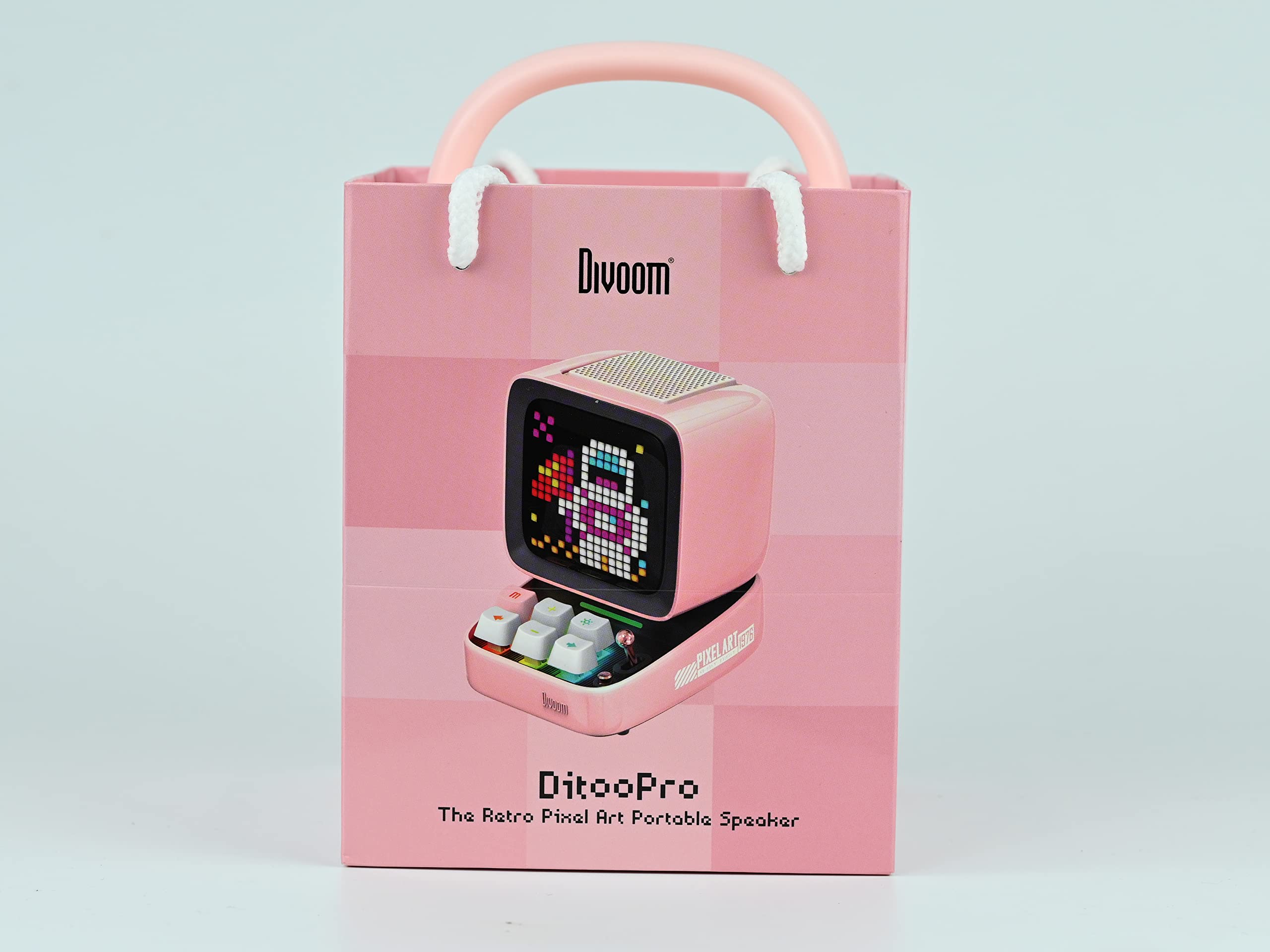 Divoom Ditoo Retro Pixel Art Game Bluetooth Speaker with 16X16 LED App Controlled Front Screen (): Pink