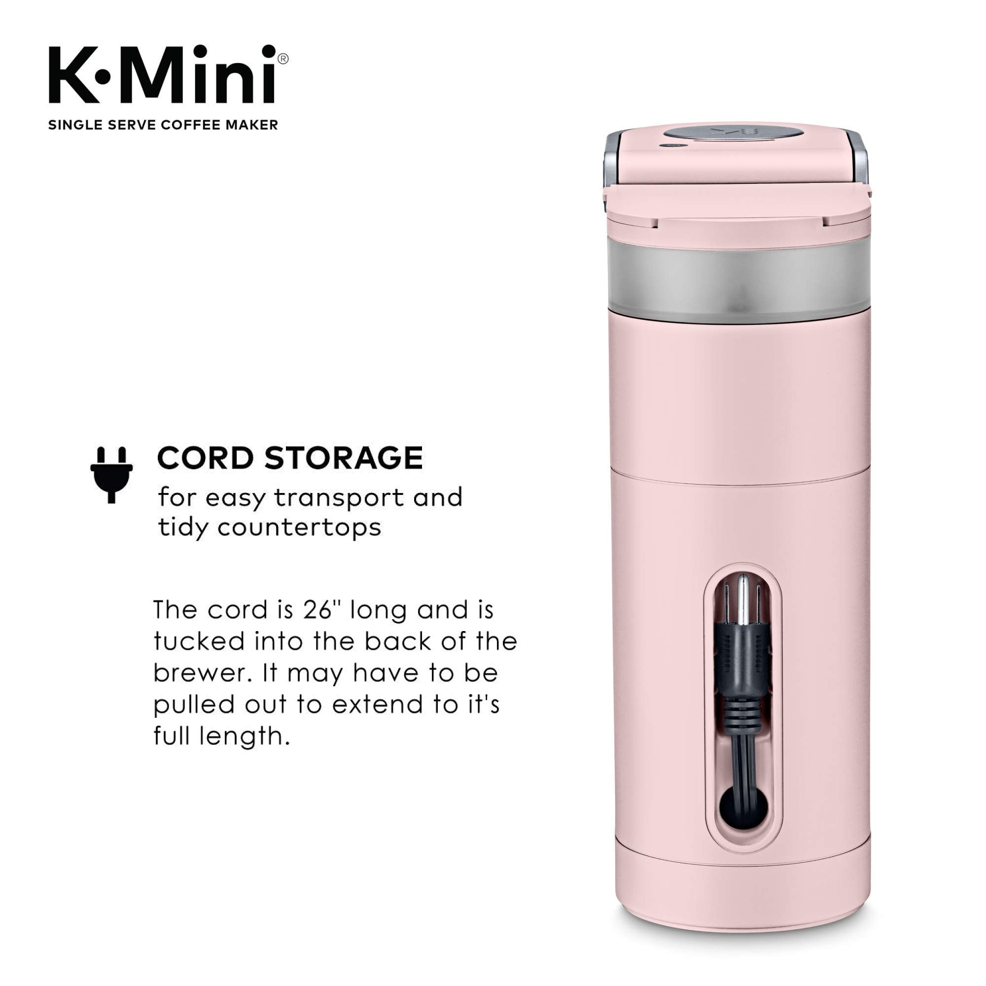 Keurig K-Mini Single Serve K-Cup Pod Coffee Maker, 6 to 12oz Brew size, with Cord Storage, Perfect for Small Spaces,: Dusty Rose