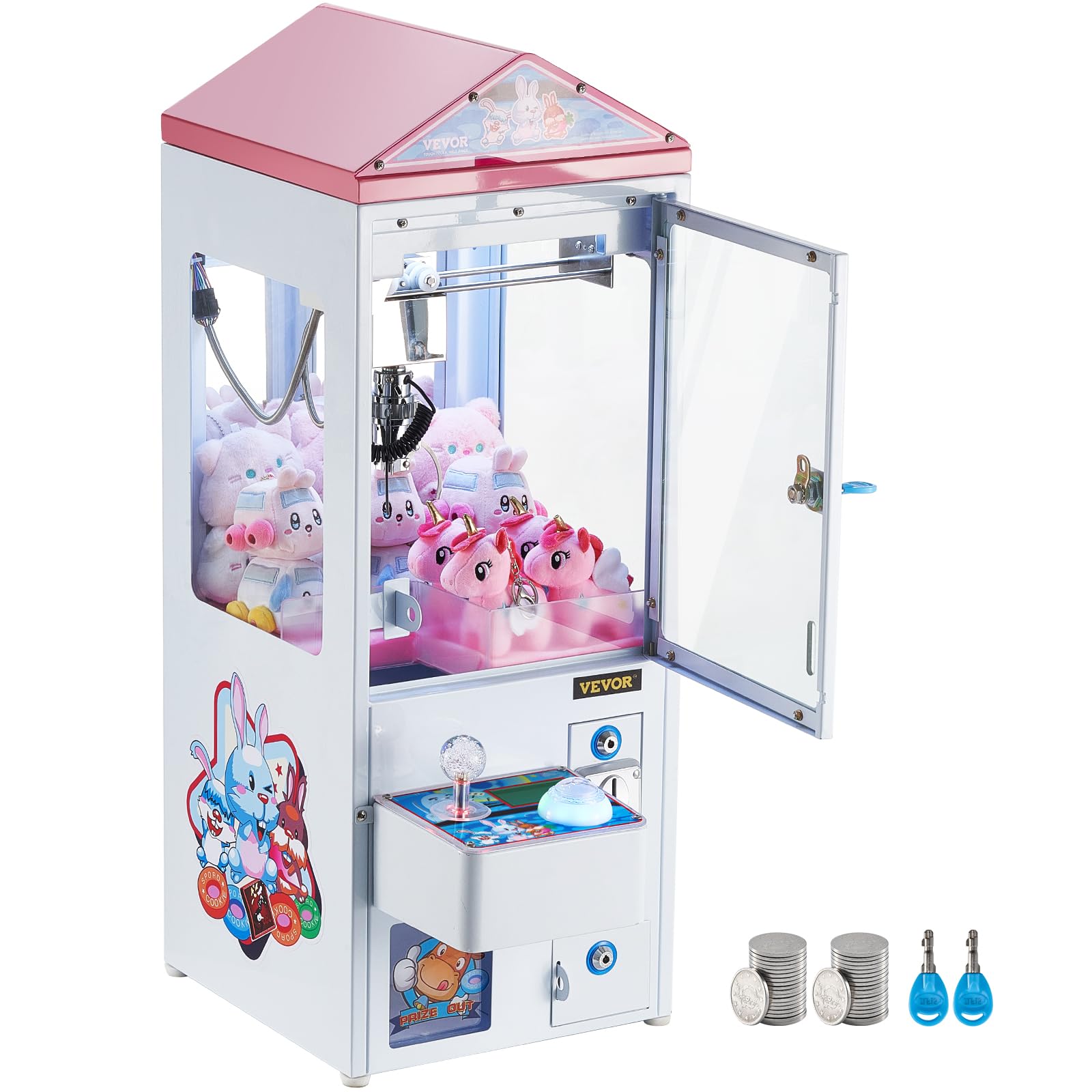 VEVOR Claw Machine, 0-3” Jaw Diameter 0-5” Jaw Lifting, Crane Prize Grabber Commercial Arcade Game Toys, Cool Fun Grab-and-Win Machine w/Light and Sound, Dispenser Vending Toy for Kids,Boys &Girls