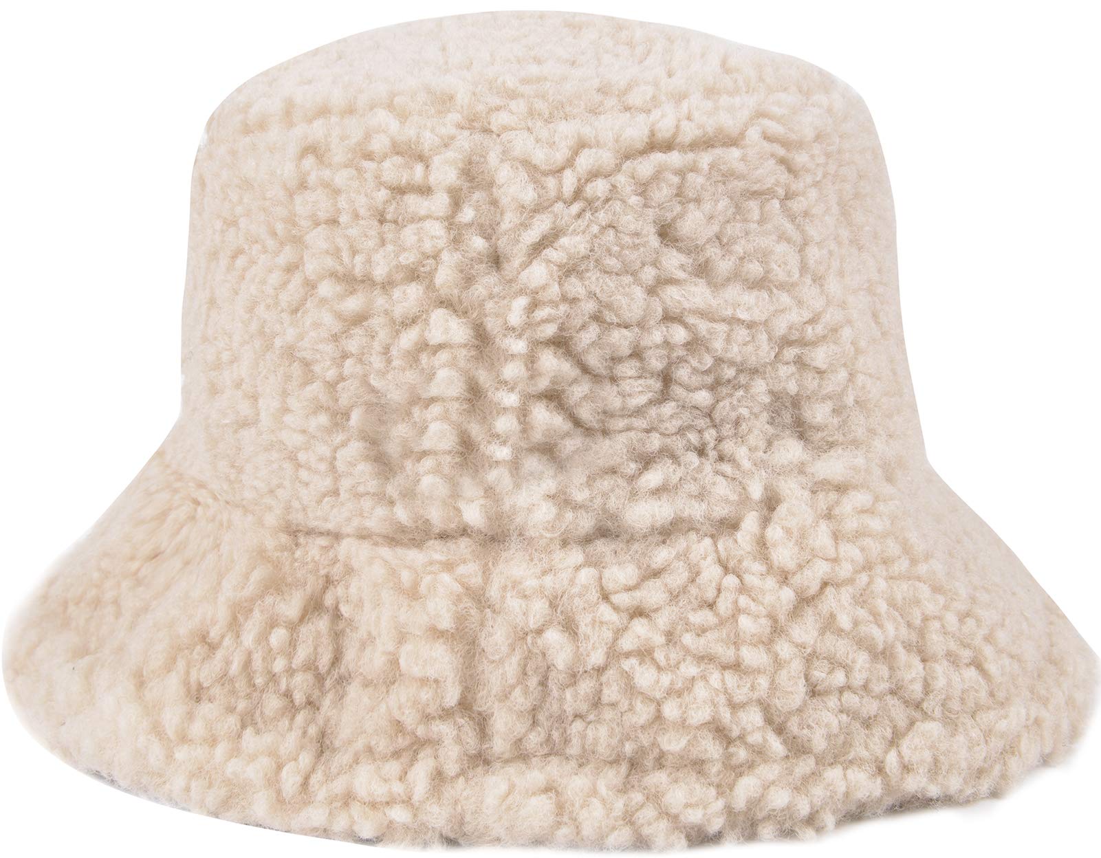 ChezAbbey Faux Fur Bucket Hat, Fuzzy Furry Winter Warm Fisherman Cap, Fluffy Teddy Sherpa Clothe Hats for Women Men Girls thumbnail 2