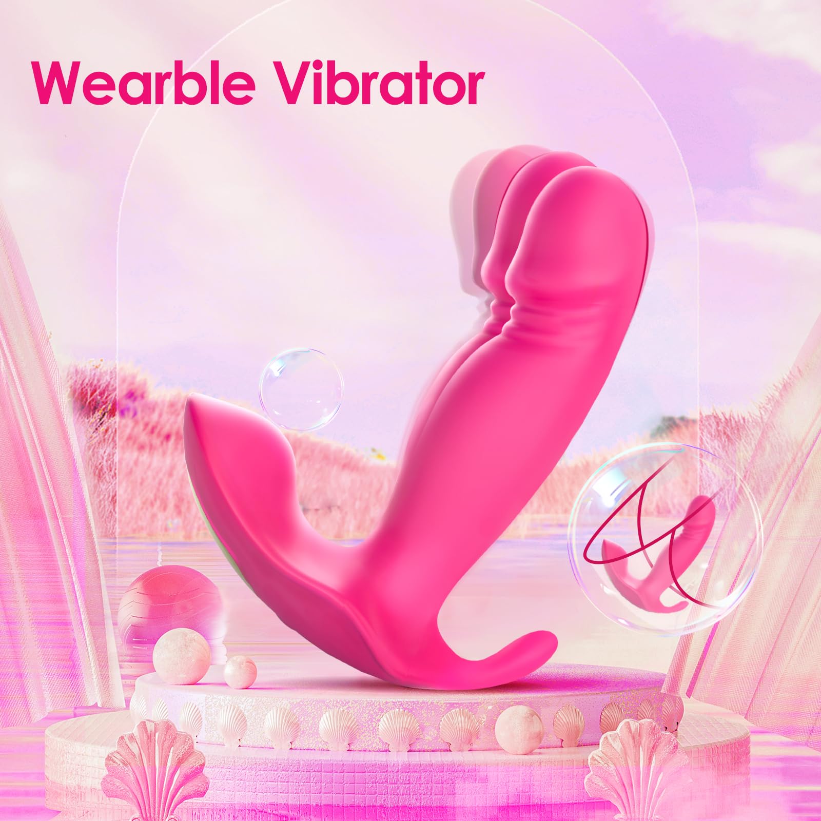 Sex Toy G Spot Vibrator Dildo -Wearable App Remote Control Panty Vibrators with 10 Quickly Wiggling & Vibrating Modes Anal Sex Toys Clitoral Nipple Stimulator for Female or Couples: Rose Vibrator