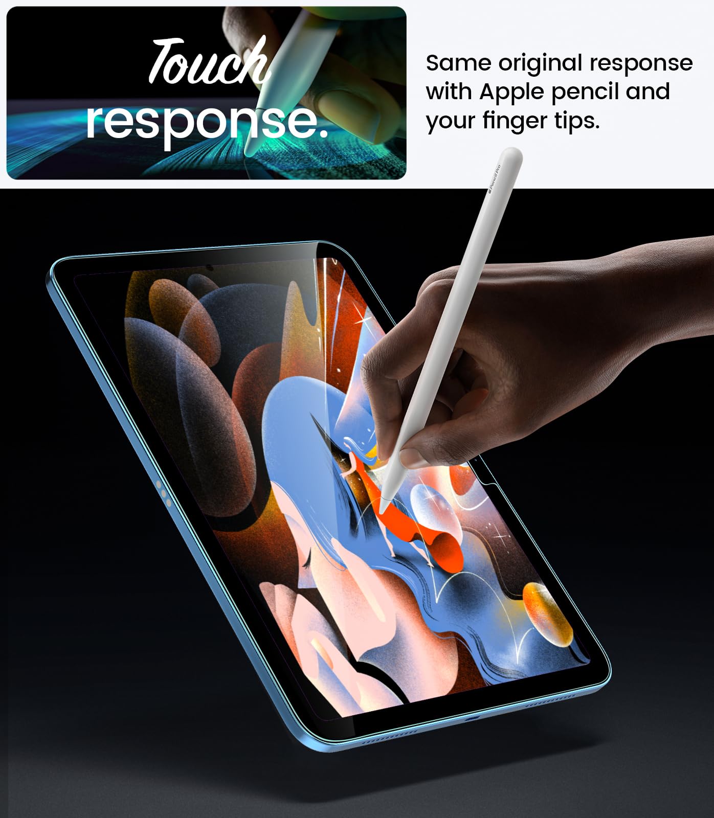 EZ-GLAZ-2 Pack Screen Protector for iPad 11th/10th Generation A16 (11/10.9 Inch, 2025/2022), 9H+ Hardness Tempered Glass with Easy Application Tray, Support Apple Pencil, Case Compatible, HD Clear