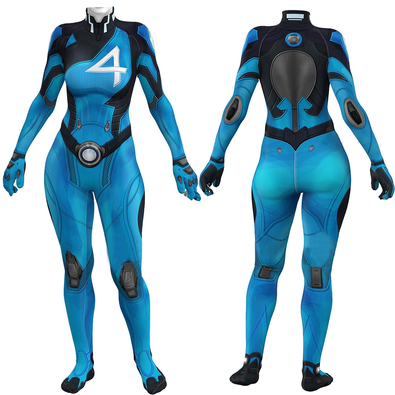 Yragemz Women Invisible Cosplay 3D Jumpsuit Anime Susan Storm Richards Invisible Costume Bodysuit for Halloween