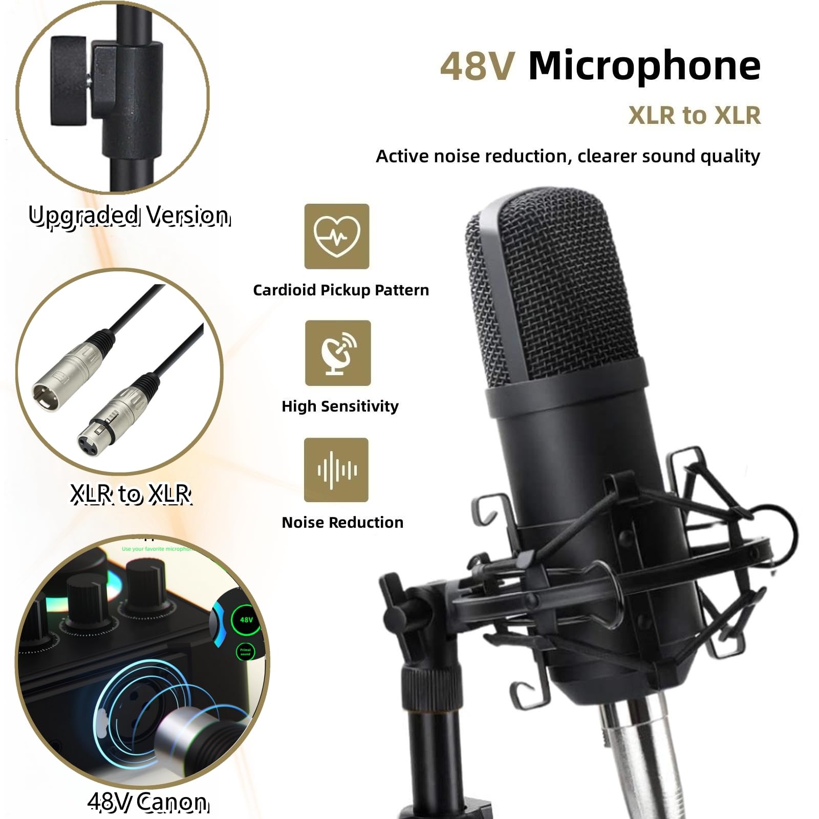SKTEET Podcast Equipment Bundle, with BM800 Podcast Microphone and V8 Sound Card, Voice Changer - Audio Interface -Perfect for Recording, Singing, Streaming and Gaming (): M300