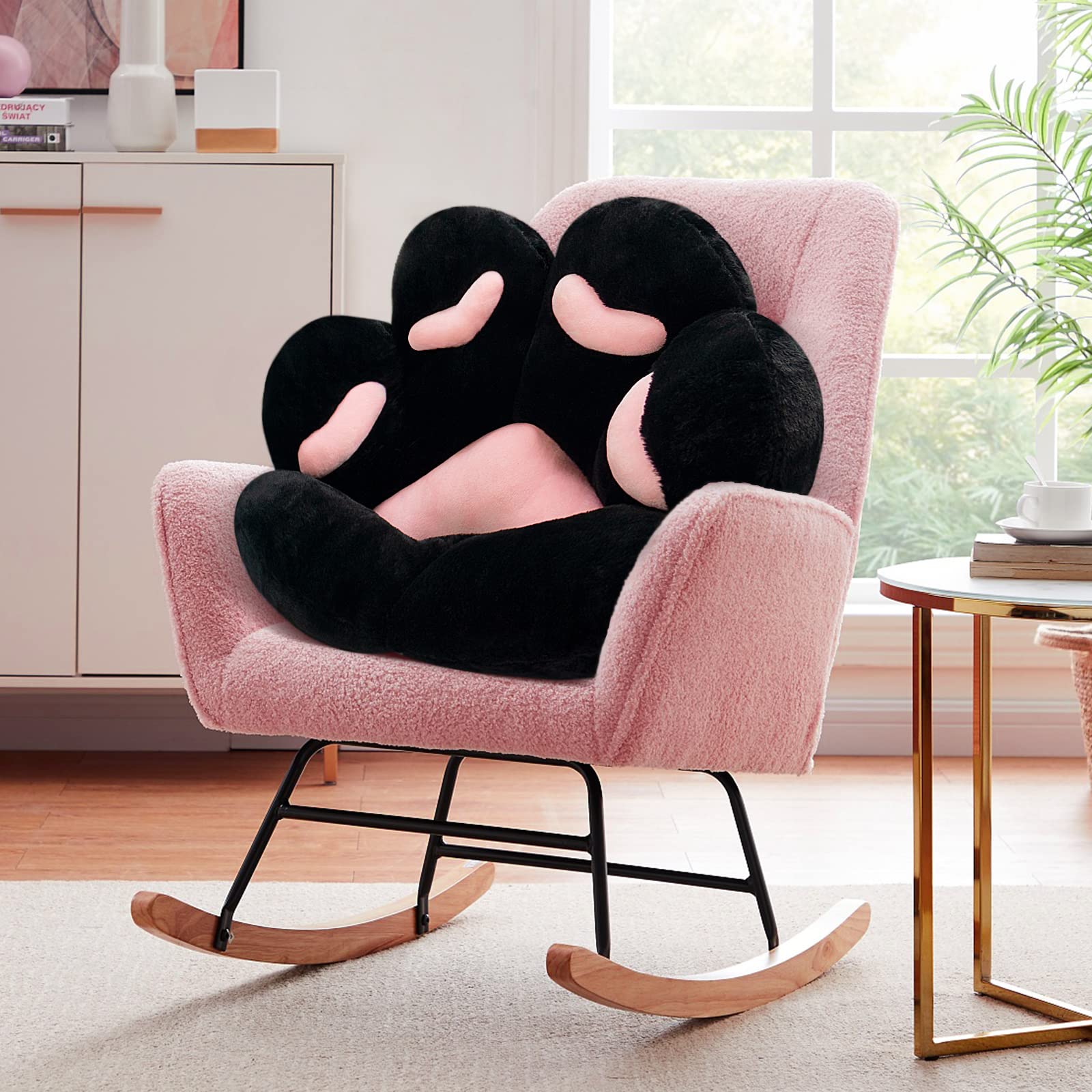 MOONBEEKI Cat Paw Cushion Chair Comfy Kawaii Plush Seat Cushions Shape Lazy Pillow for Gamer Chair 28"x 24" Cozy Floor Cute Seat Kawaii for Girl Worker Gift, Dining Room Bedroom Decorate Black: Black 28 Inch