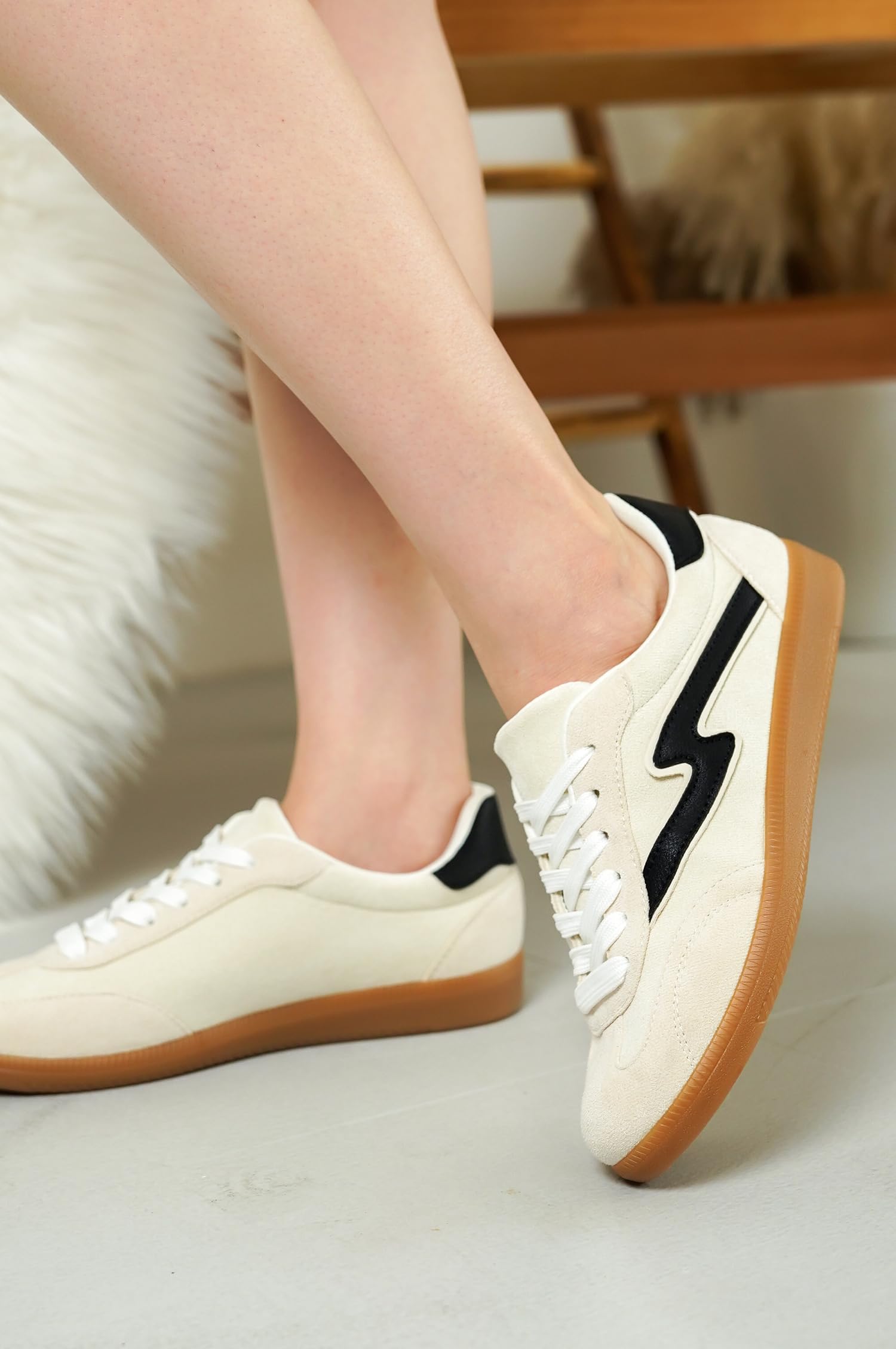 Project Cloud Sneakers for Women - Lace-Up Shoes for Women Trendy Women Sneakers with Memory Foam Insole Women's Fashion Sneakers Non-Slip Womens Shoes (Irita): 7.5 Taupe