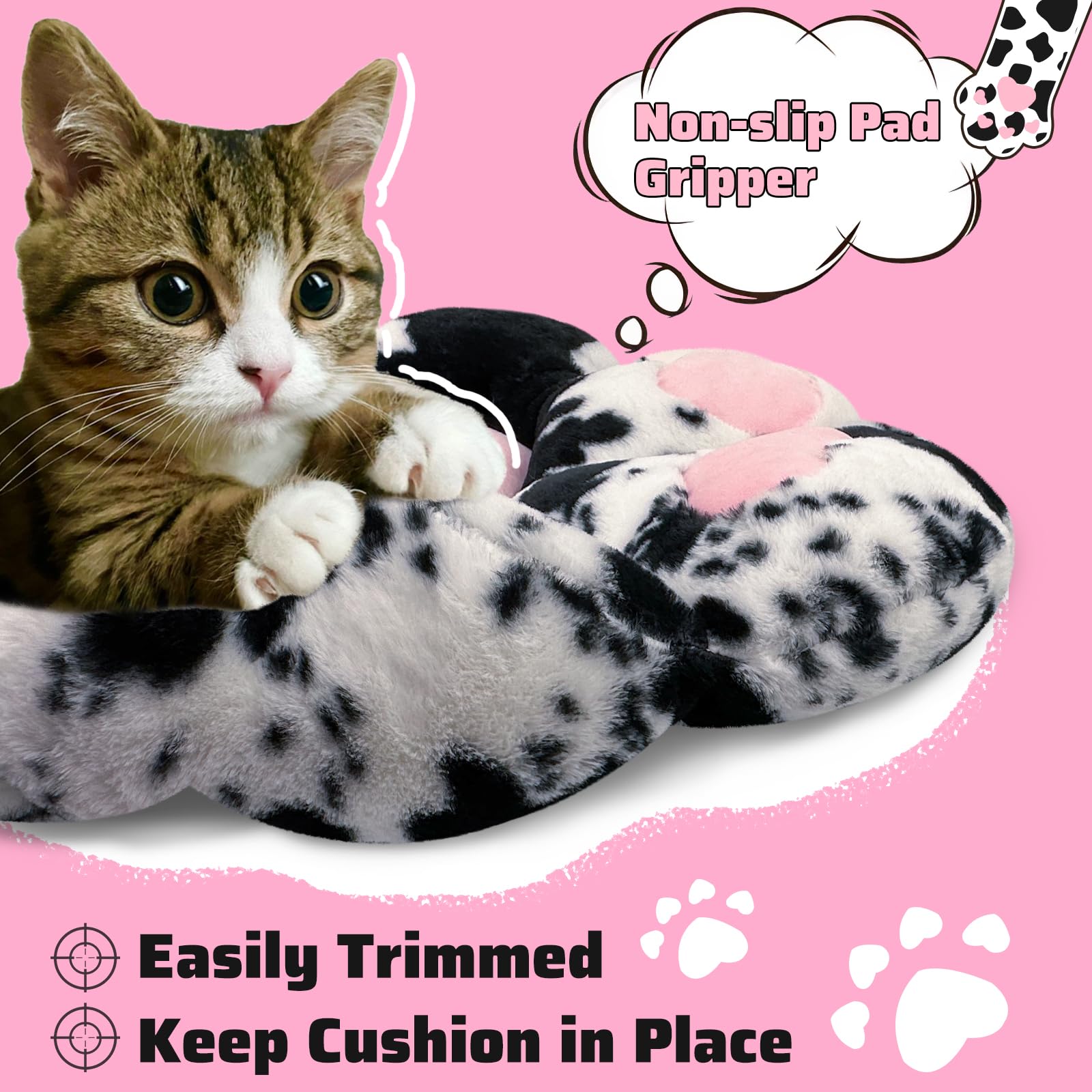 MOONBEEKI Cat Paw Cushion Chair Comfy Kawaii Plush Seat Cushions Shape Lazy Pillow for Gamer Chair 28"x 24" Cozy Floor Cute Seat Kawaii for Girl Worker Gift, Dining Room Bedroom Decorate Black: Milk Cow 28 Inch