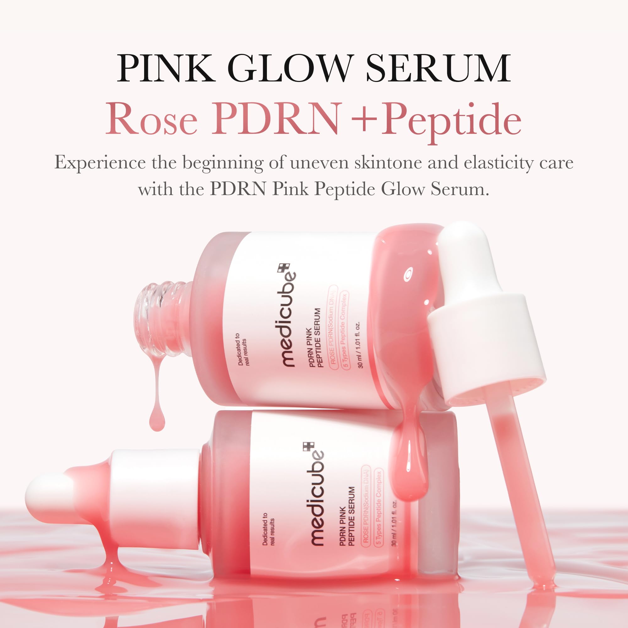 medicube Salmon DNA PDRN Pink Peptide Serum, Pink glow serum, Peptide, Niacinamide, Hydrating & Moisturizing & Firming, Uneven Skin Tone, Korean Skincare | 1.01 fl.oz. (1.01 fl.oz., Salmon DNA PDRN): Rose PDRN (Vegan) 1.01 Fl Oz (Pack of 1)