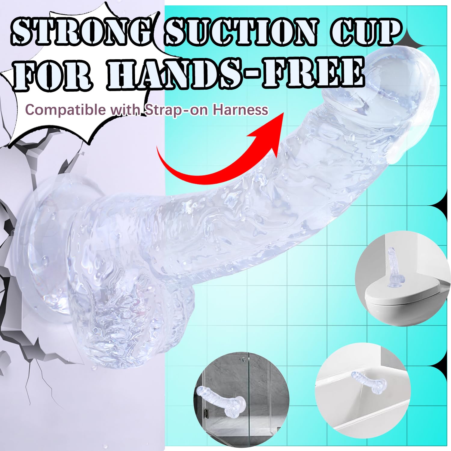 7 Inch Soft  Dildo, Realistic Silicone Medium Anal Dildos Stimulation Vaginal G-Spot and Anal, Safe Material Lifelike Men Penis with Strong Suction Cup, Adult Sex Toys for Women/Beginner Sexual: Clear