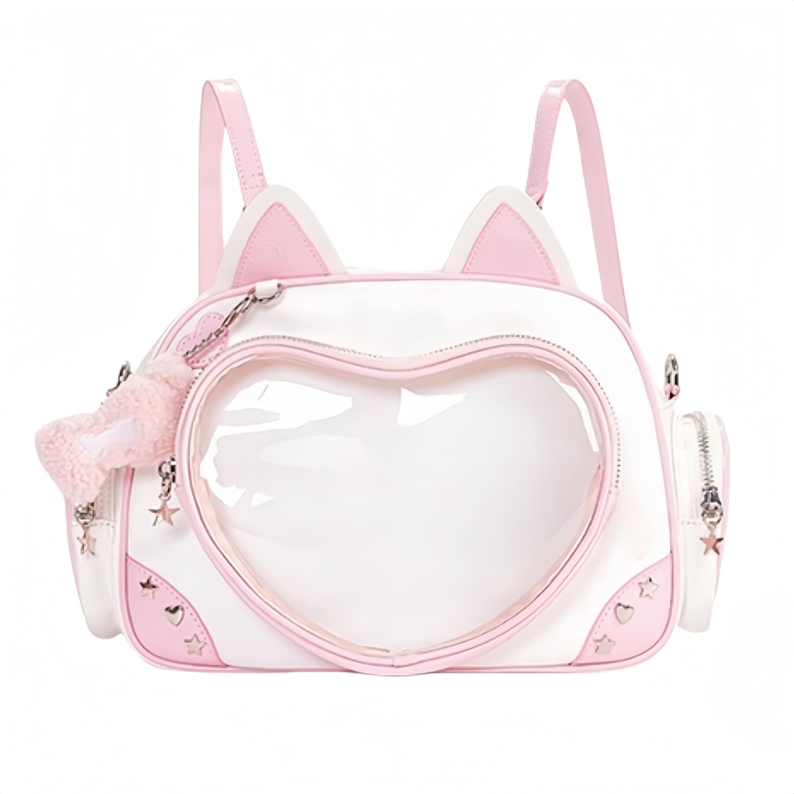 Kawaii Ita Bag Cat Pin Backpack Shoulder Crossbody Bag for Miku Anime Heart Clear Layer with Insert