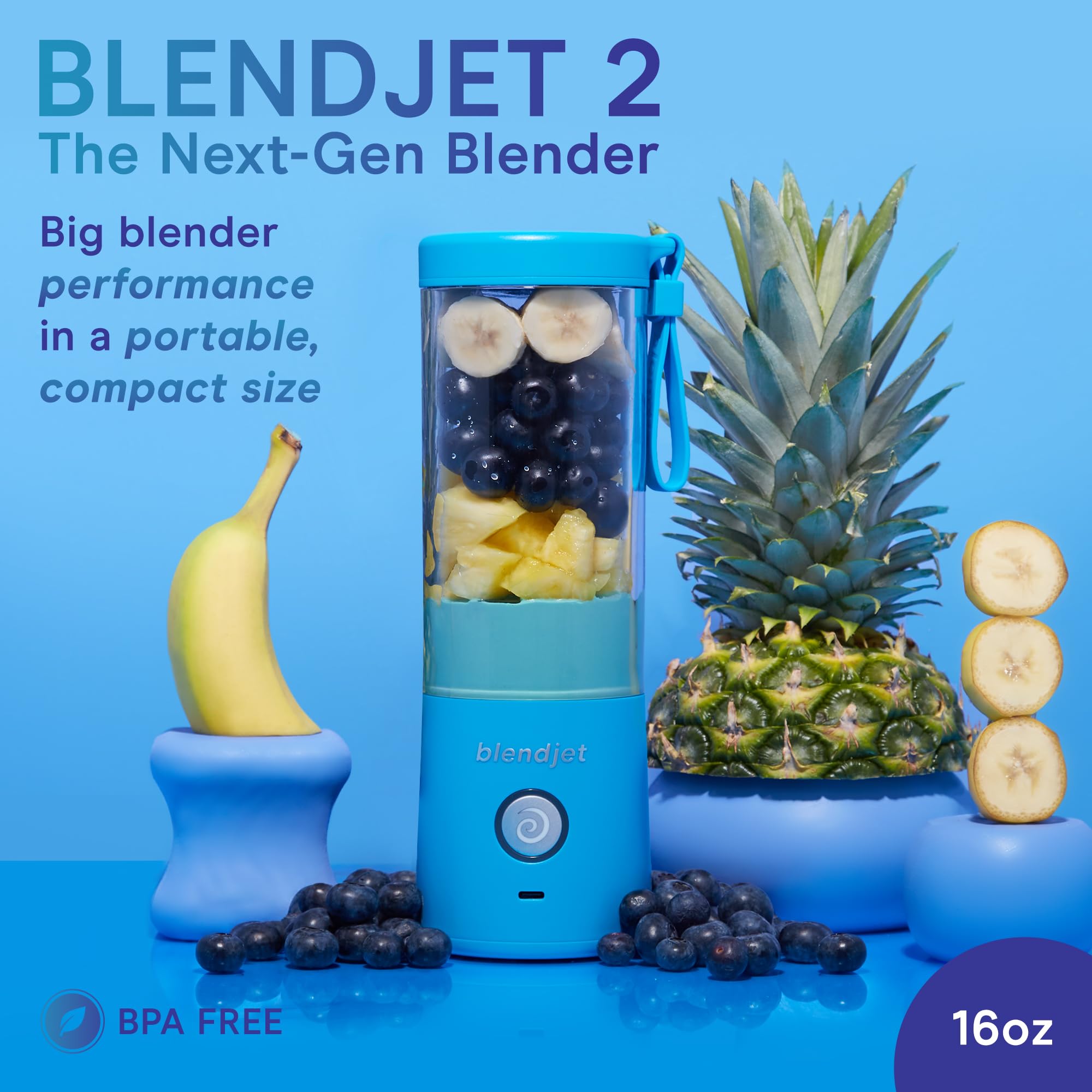BlendJet Portable Blender for Smoothies & Shakes - 16oz BlendJet 2 Cordless Personal & Small Blender, USB-C Rechargeable & Self Cleaning - Quiet Mini Travel Blender with Stainless Steel Blade (Mint): BlendJet Portable Blender for Smoothies & Shakes - 16oz BlendJet 2 Cordless Personal & Small Blender, USB-C Rechargeable & Self Cleaning - Quiet Mini Travel Blender with Stainless Steel Blade (Ocean)