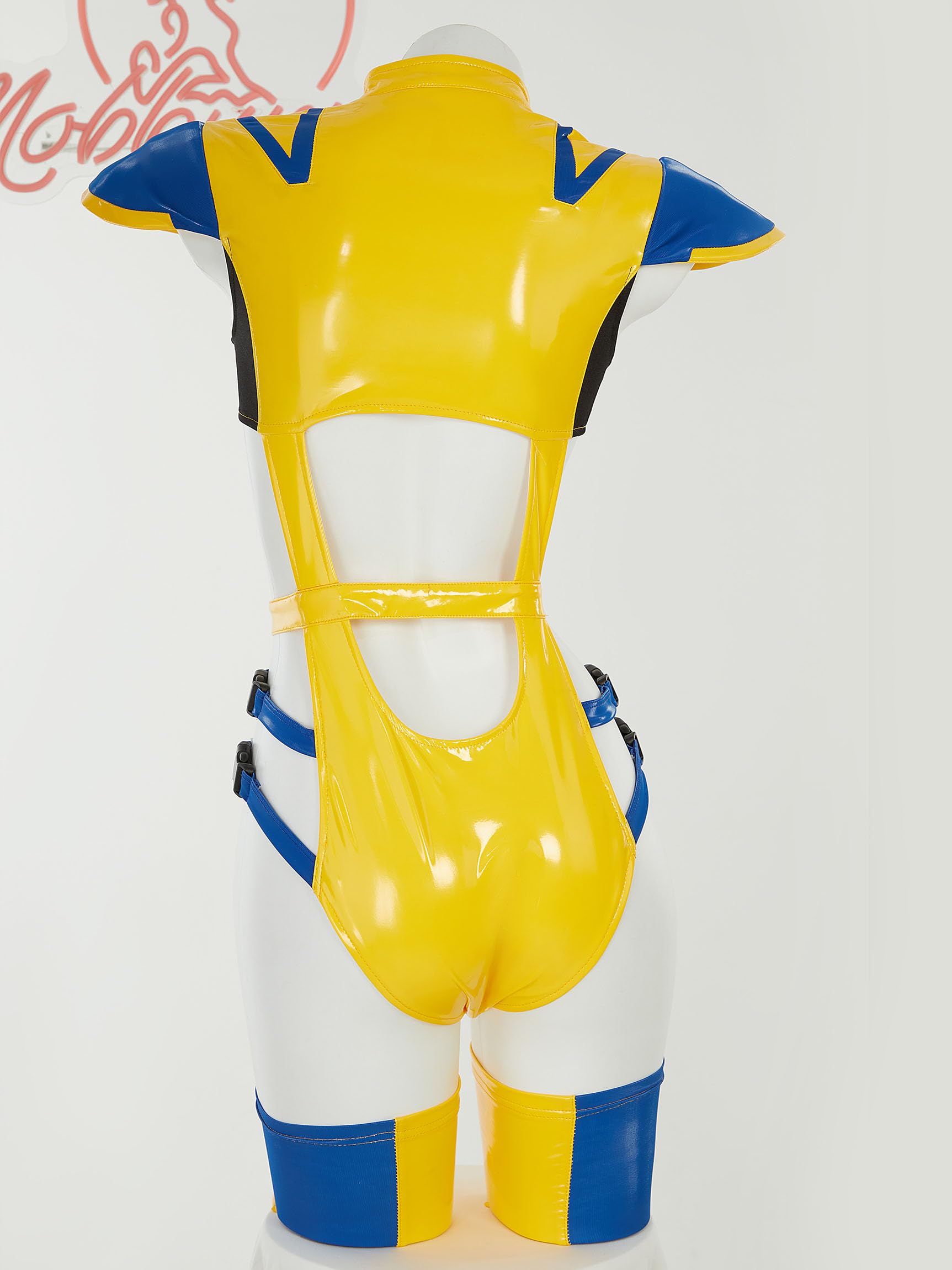 Mobbunny Cosplay Costume for Women Movie Derivative Sexy Lingerie Set Bodycon Outfit Cutout Bodysuit with Gloves Mask: Small