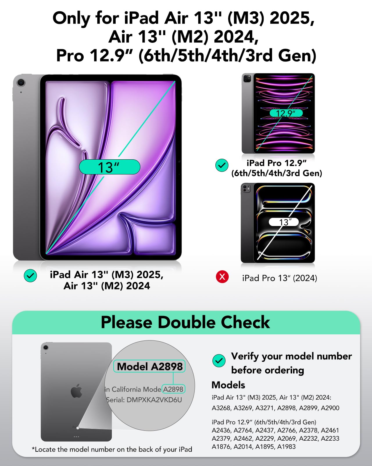 ESR iPad Air 13 Inch Case Keyboard (M3/M2, 2025/2024) & iPad Pro 12.9 inch (3/4/5/6th Gen) Magic Keyboard, Easy-Set Floating Cantilever Stand, Precision Multi-Touch Trackpad, Rebound Series, Black