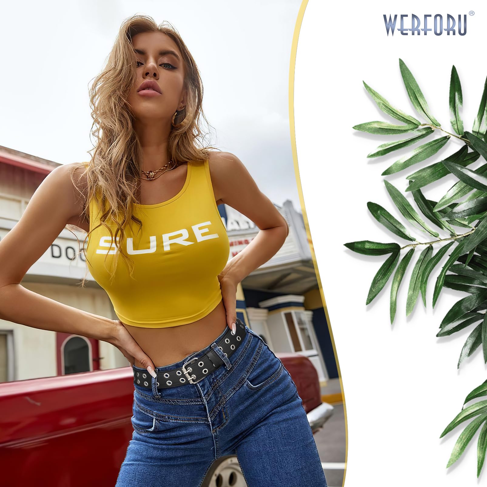 WERFORU Double Grommet Belt PU Leather Punk Belt for Women Men Jeans 2 Hole Belts 1.5 Wide: WERFORU Double Grommet Belt PU Leather Punk Belt for Women Men Jeans 2 Hole Belts 1.5 Wide