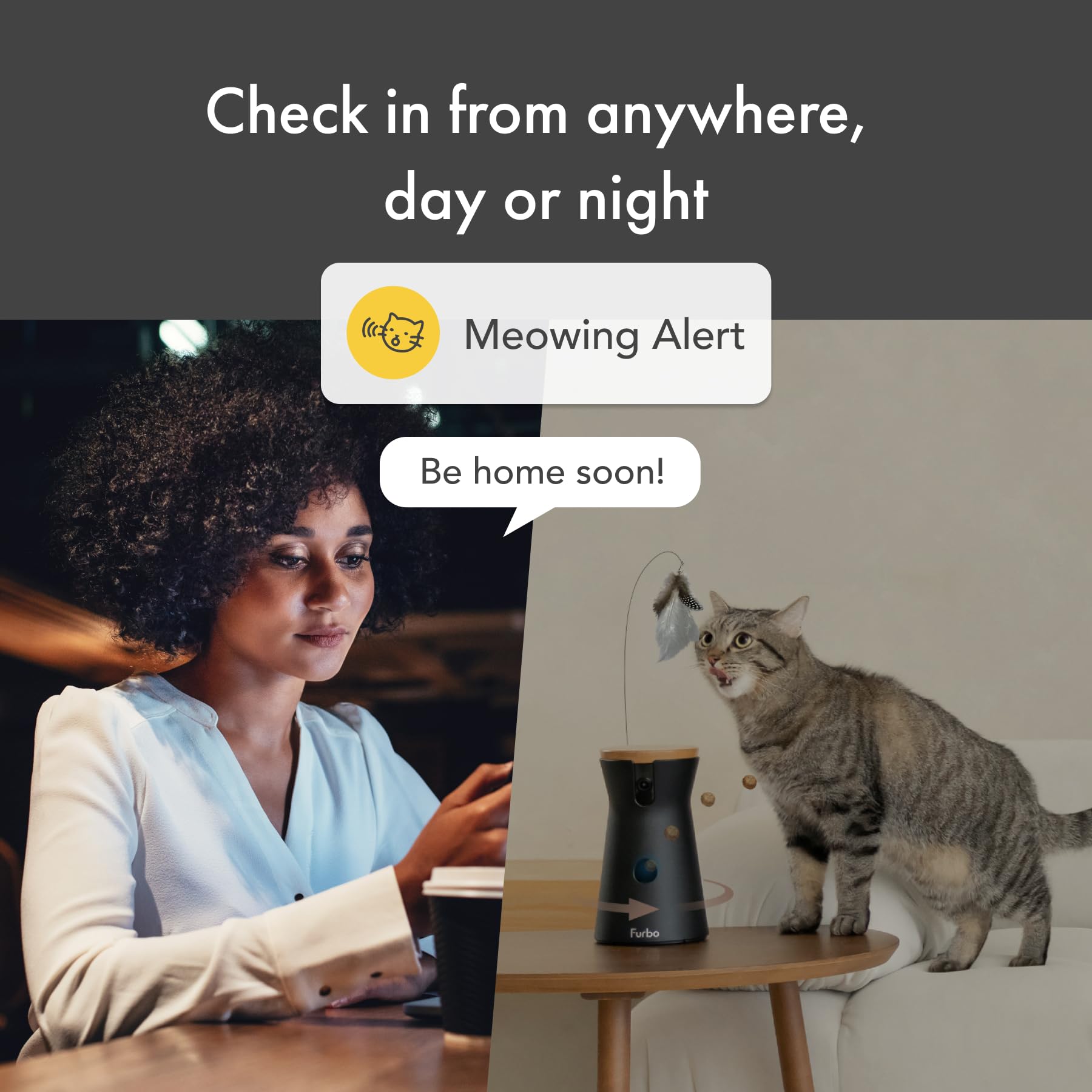 Furbo 360° Dog Camera - Unlock with Paid Plan: Home Security & Dog Safety Alerts, Rotating Pet Treat Dispenser w/ 2-Way Speaker, Smart Indoor Cam w/Phone App (3mo Minimum Subscription Required): Cat Cam (No Subscription Required)