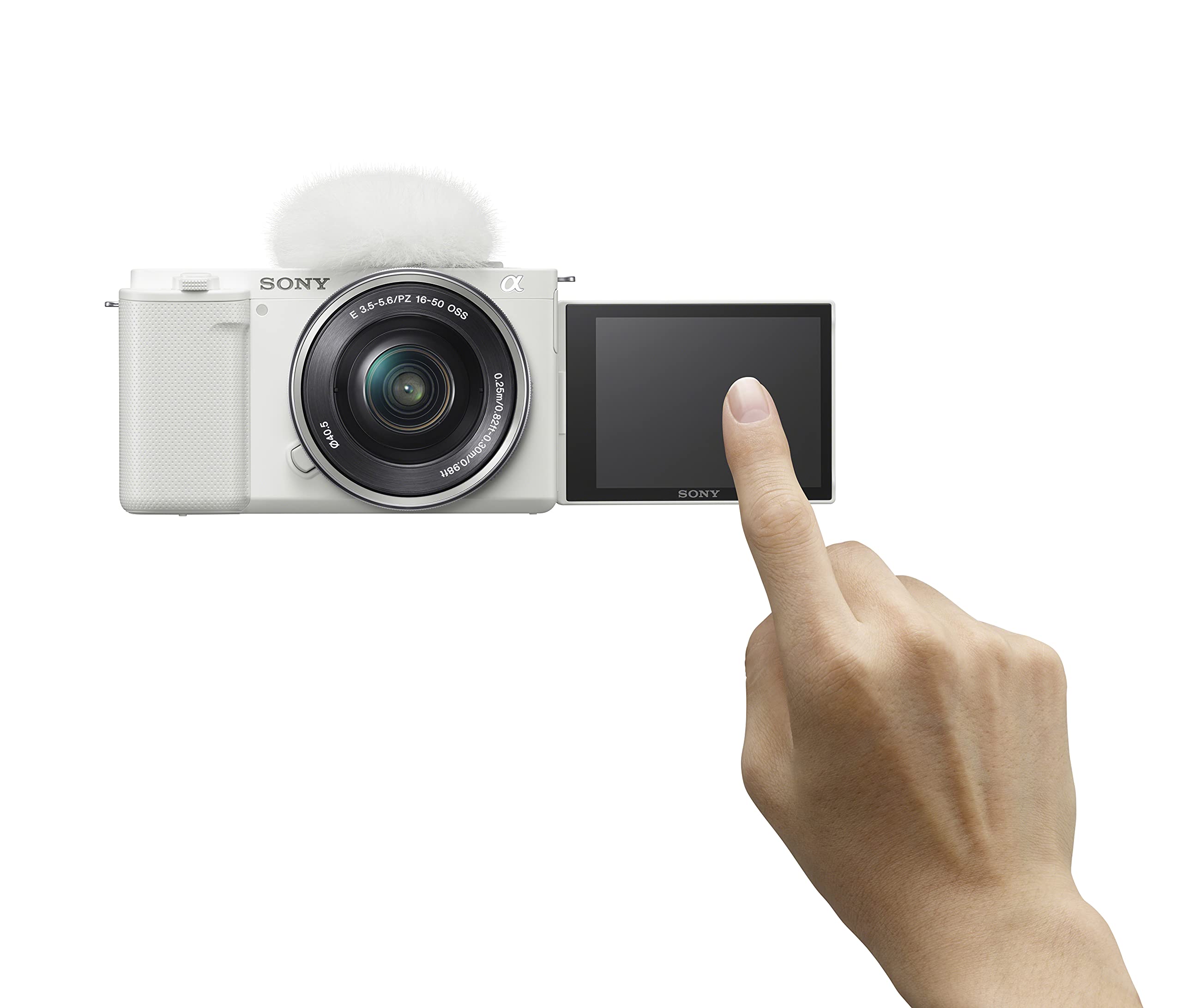 Sony Alpha ZV-E10 - APS-C Interchangeable Lens Mirrorless Vlog Camera Kit - Black: White w/16-50mm Base