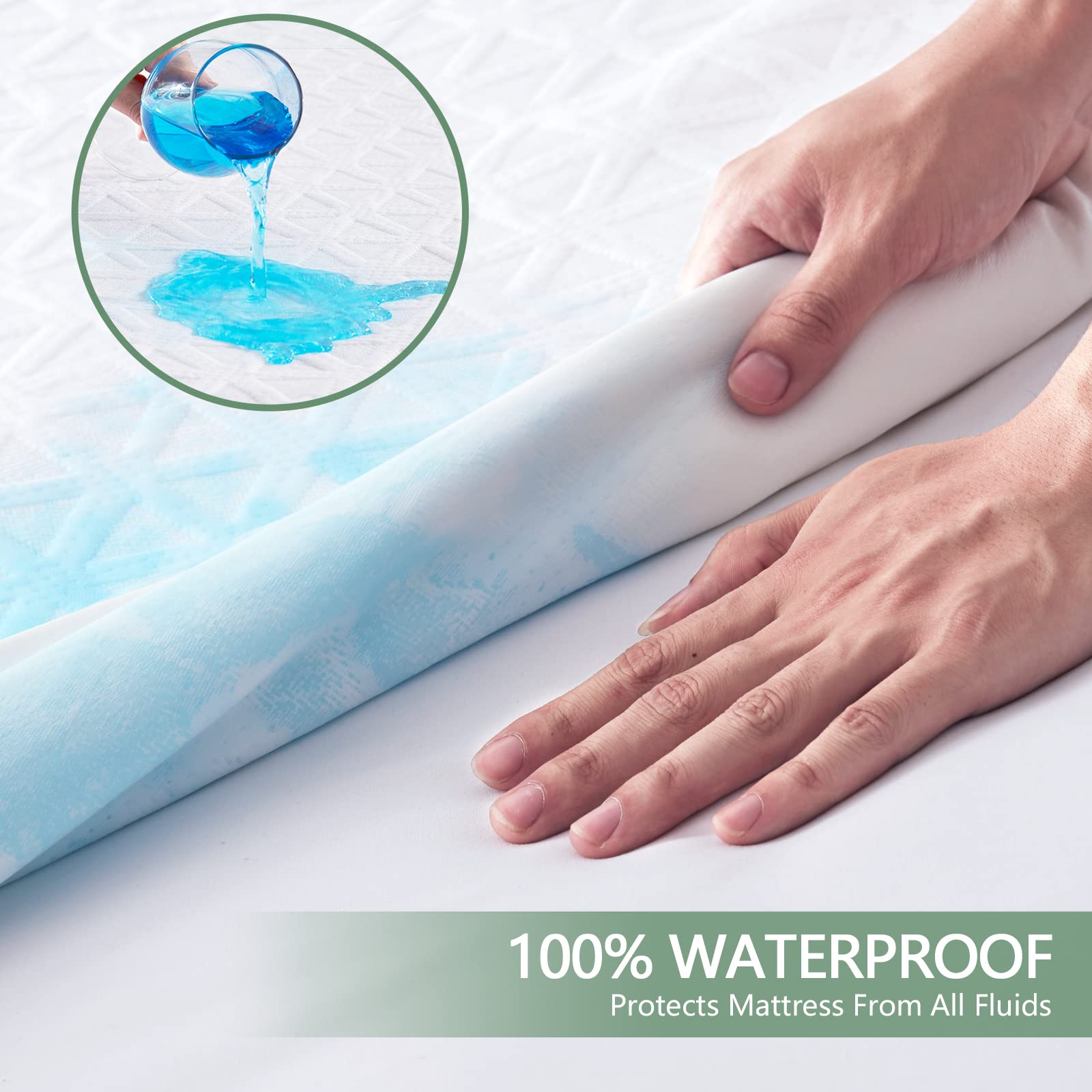 Premium 100% Waterproof Mattress Protector Twin Size, Breathable Bed Cover 3D Air Fabric Cooling Mattress Pad Cover Smooth Soft Noiseless Washable, 8''-21'' Deep Pocket (White): Twin White