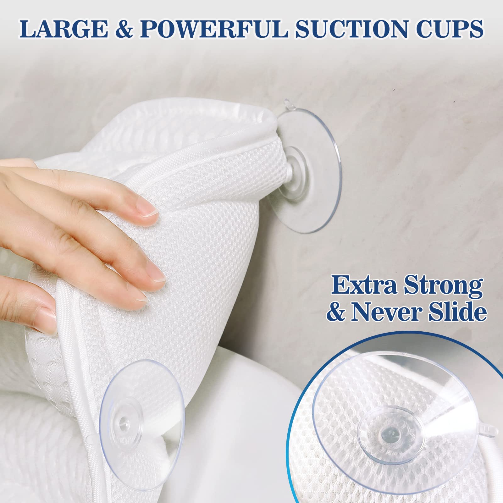 Bath Pillow Bathtub Pillow, Luxury Bath Pillows for Tub Neck and Back Support, Bath Tub Pillow Headrest with Soft 4D Mesh Fabric and Non-Slip Suction Cups, Relaxing Bath Accessories Spa Gifts: Bath Pillow Bathtub Pillow, Luxury Bath Pillows for Tub Neck and Back Support, Bath Tub Pillow Headrest with Soft 4D Mesh Fabric and Non-Slip Suction Cups, Relaxing Bath Accessories Spa Gifts