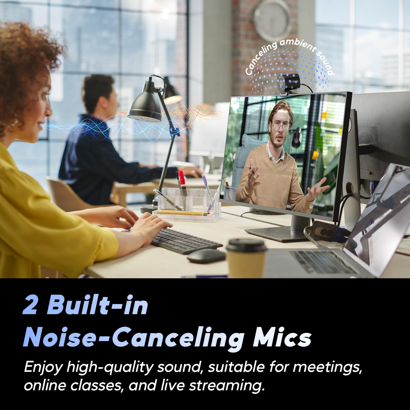 4K Webcam, AutoFocus USB Camera with Dual AI Noise-Cancelling Mics, 4K Webcam for PC with Privacy Cover, Plug & Play Web Camera for Zoom/Teams/Meet/Xbox/OBS: M9