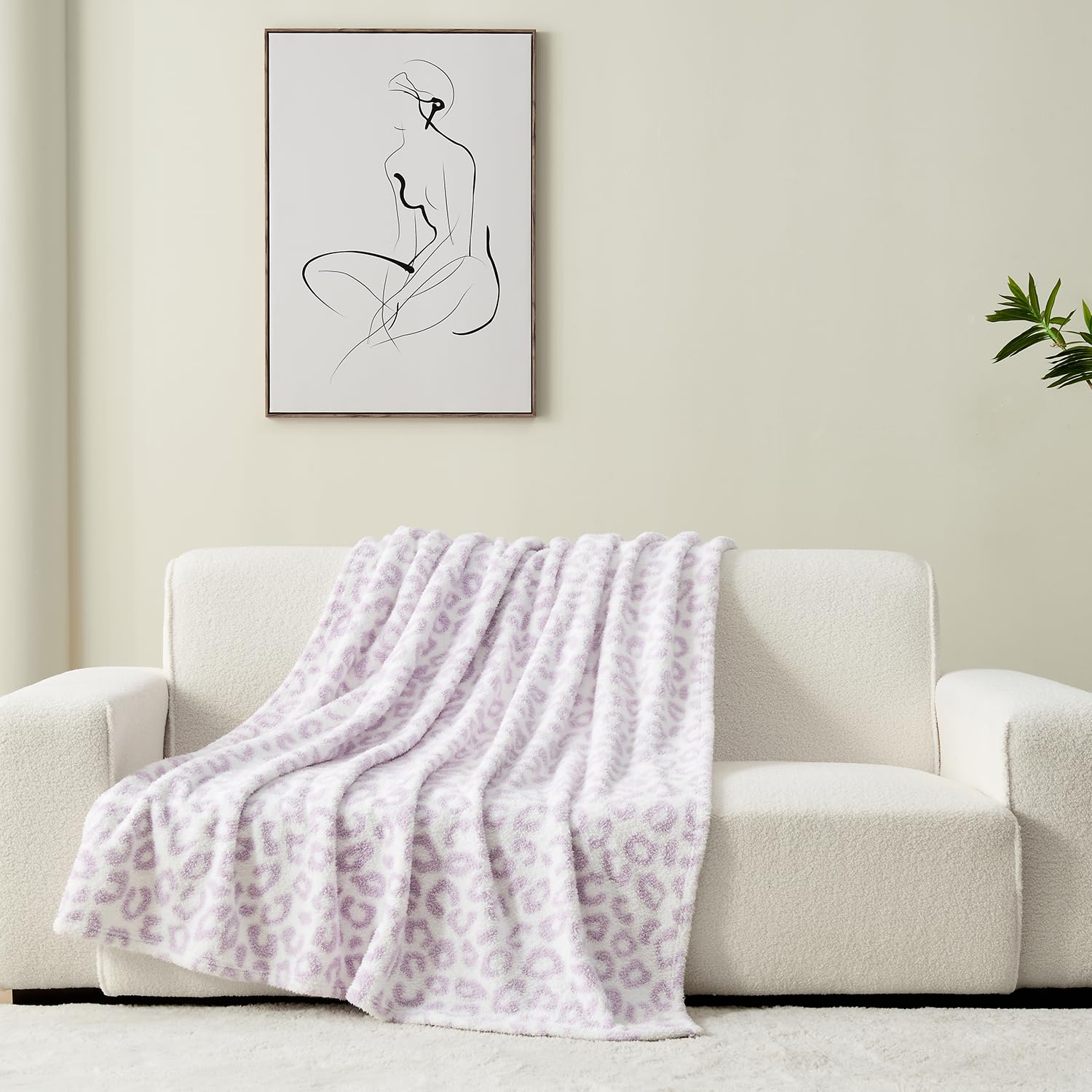 Qeils Checkered Blanket Microfiber Super Soft Knit Forest Green Throw Blanket for Couch, Sofa, Chair, Bed, Camping, Lightweight Travel Bed Blanket - 60"*80": 50*60 Purple Leopard Print