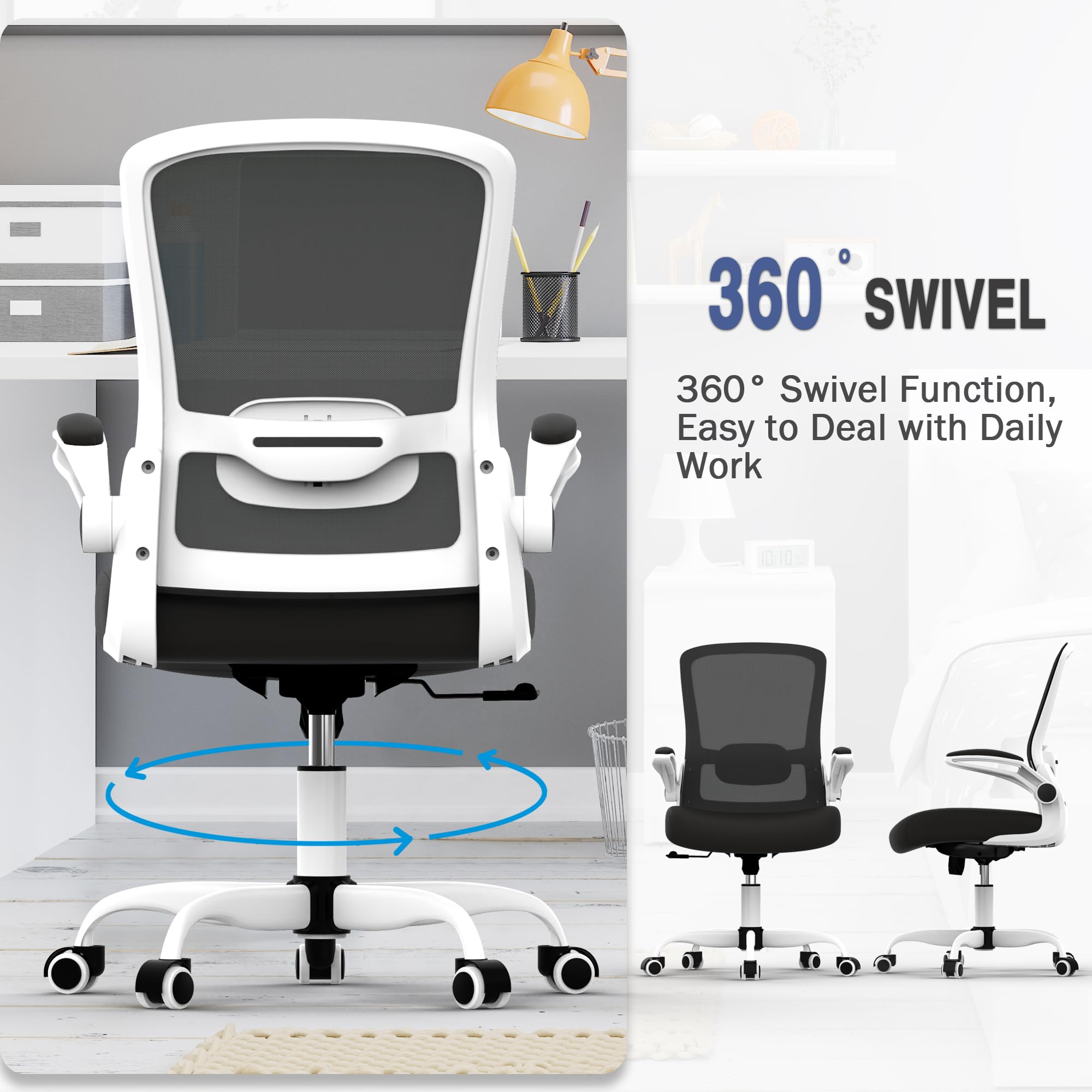 Office Chair, Ergonomic Desk Chair with Adjustable Lumbar Support, High Back Mesh Computer Chair with Flip-up Armrests-BIFMA Passed Task Chairs, Executive Chair for Home Office