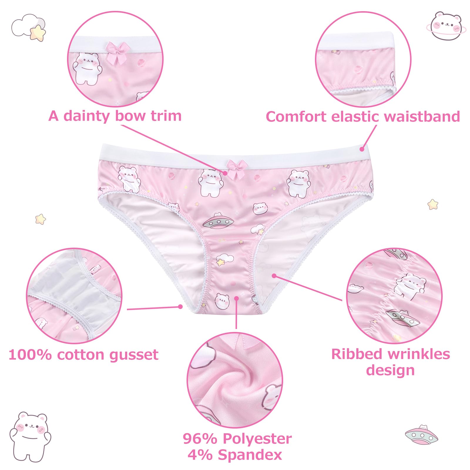 Littleforbig Women's Ladies Soft Smooth Silky Underwear Comfortable Hipster Briefs Babydoll Dreamy Galaxy 4 Pack Panties Set: Small Multicolor