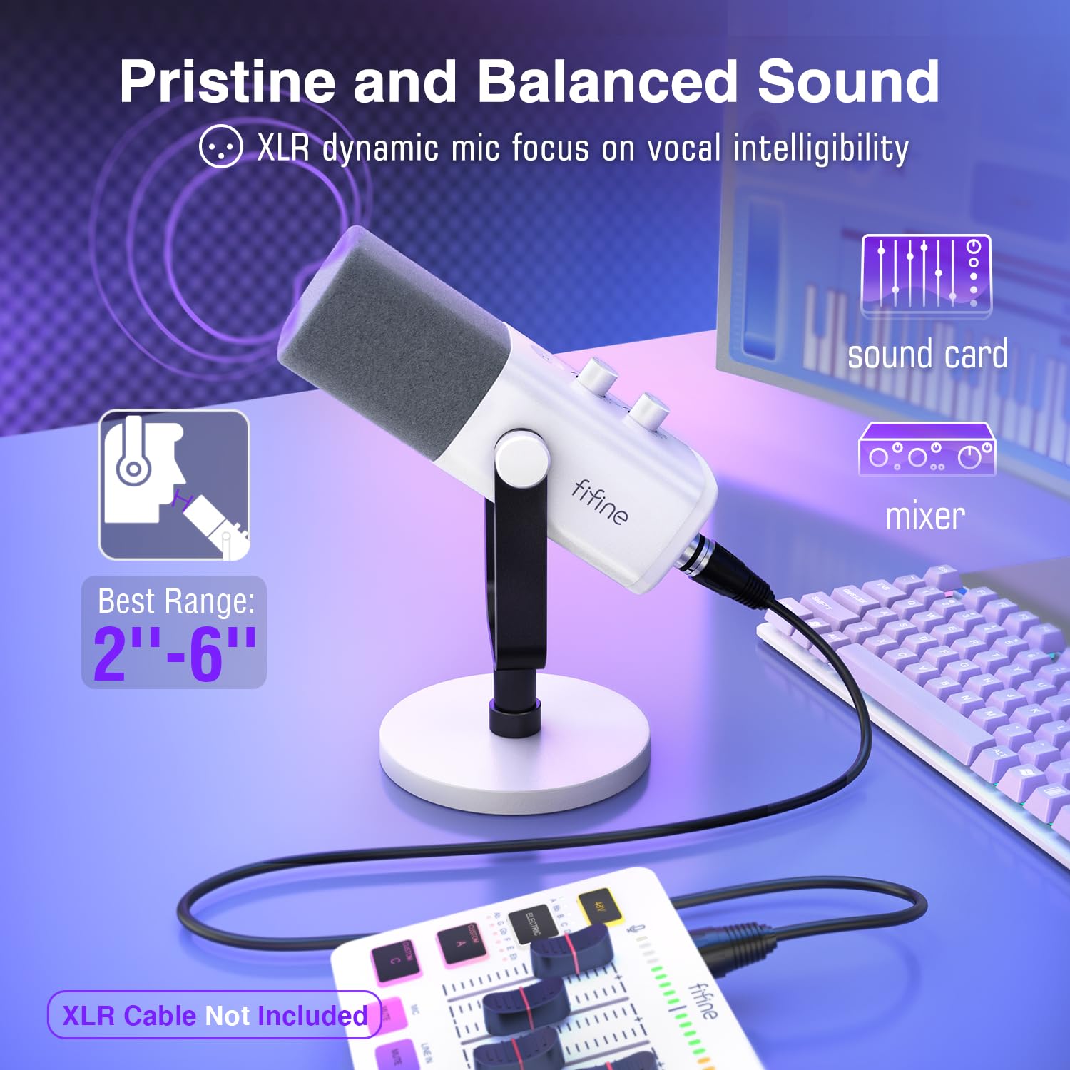 FIFINE USB/XLR Dynamic Microphone for Podcast Recording, PC Computer Gaming Streaming Mic with RGB Light, Mute Button, Headphones Jack, Desktop Stand, Vocal Mic for Singing YouTube-AmpliGame AM8 thumbnail 2