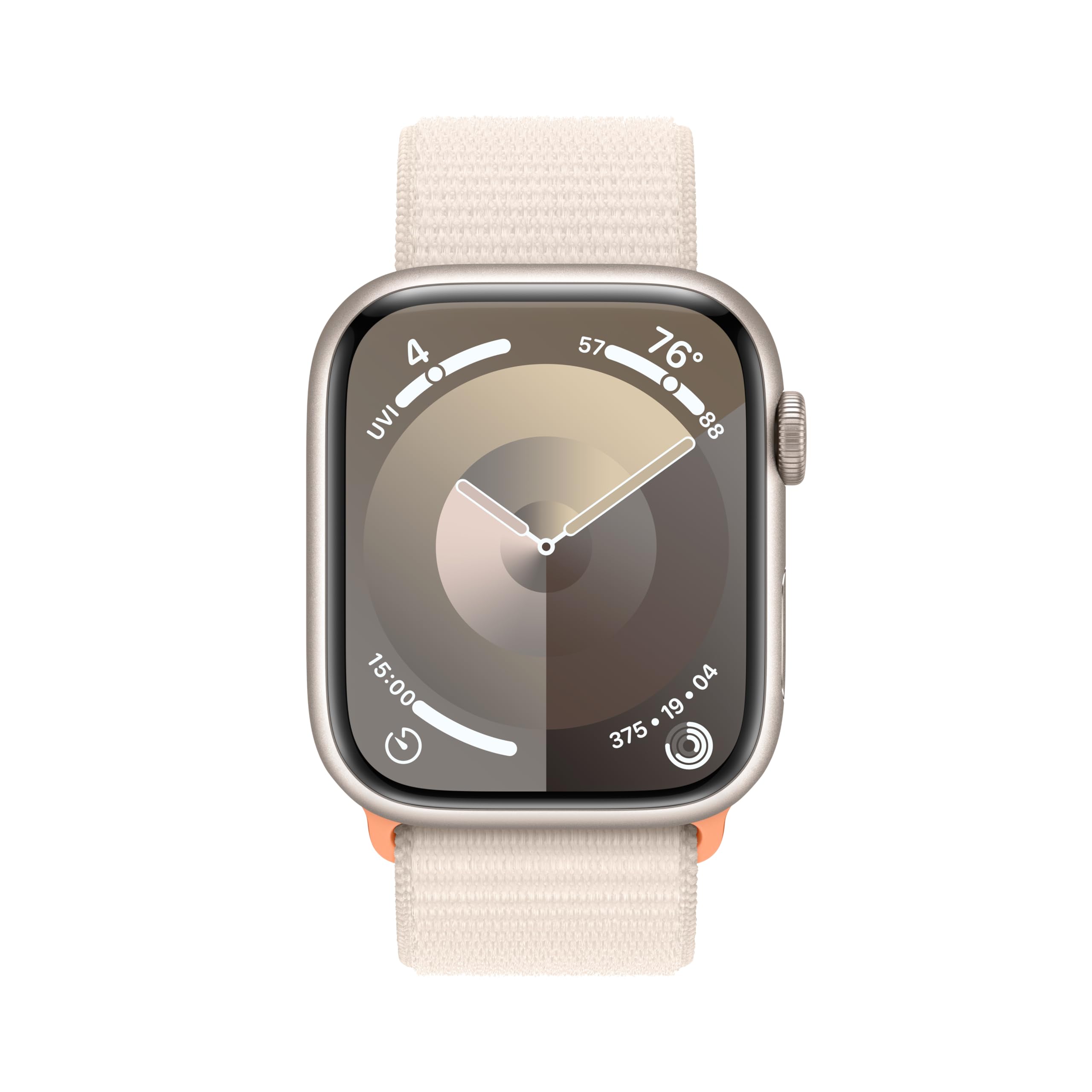 Apple Watch Series 9 [GPS 41mm] Smartwatch with Pink Aluminum Case with Light Pink Sport Loop One Size. Fitness Tracker, ECG Apps, Always-On Retina Display, Carbon Neutral: Starlight Aluminum Case with Starlight Sport Loop 45mm Case One Size - fits 145&#x2013;220mm wrists