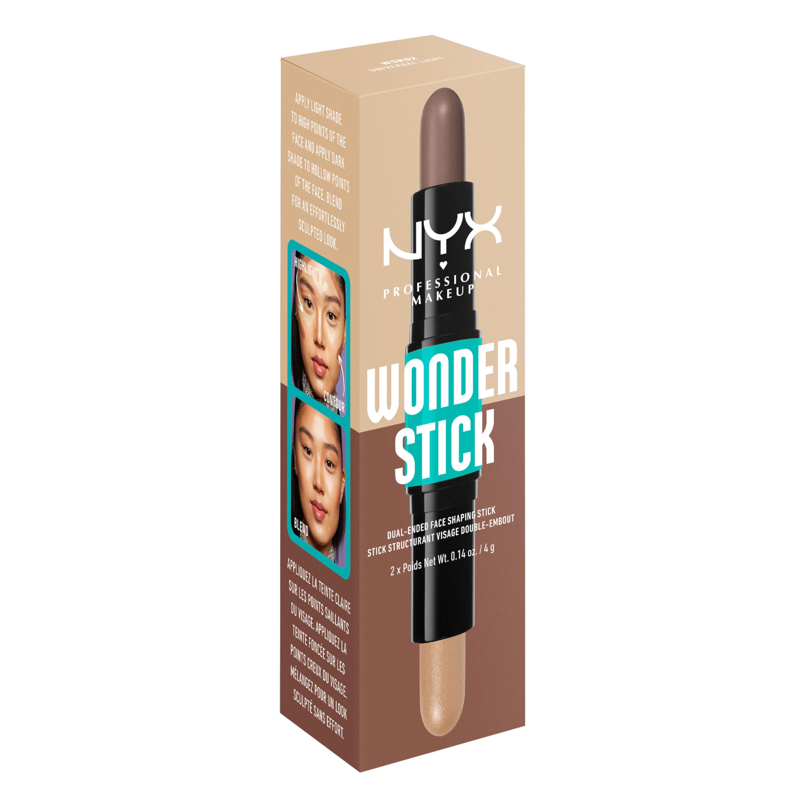 NYX PROFESSIONAL MAKEUP Wonder Stick, Face Shaping & Contouring Stick - Universal Light: 02 NEW Universal Light 0.28 Ounce (Pack of 1)