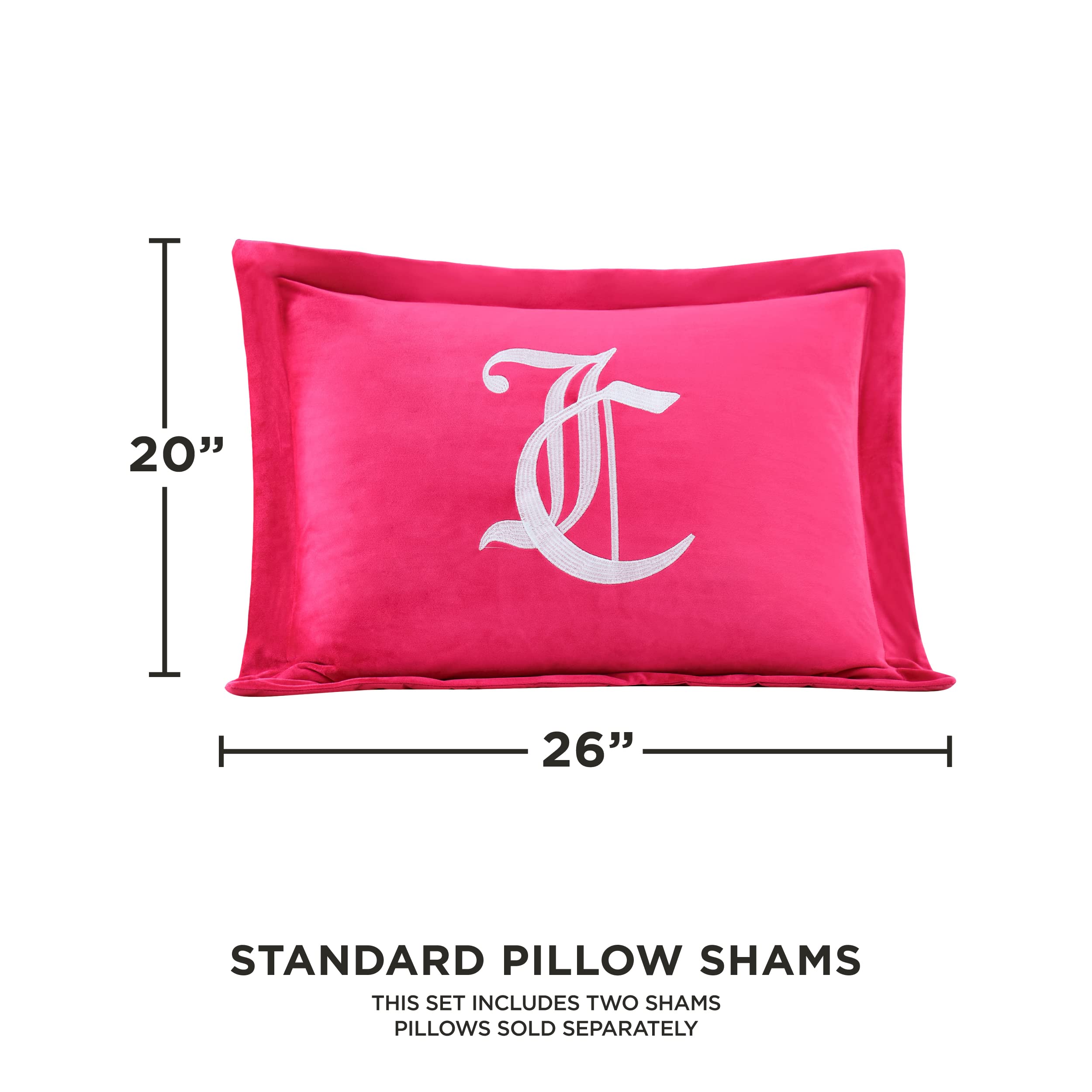 Juicy Couture - Comforter Set - Gothic Design Bedding - King - 3 Piece Set Includes (1) 108" x 92" Comforter and (2) 20" x 36" Shams - Wrinkle Resistant - Premium Bedroom Decor - Black: Hot Pink Full/Queen 3PC
