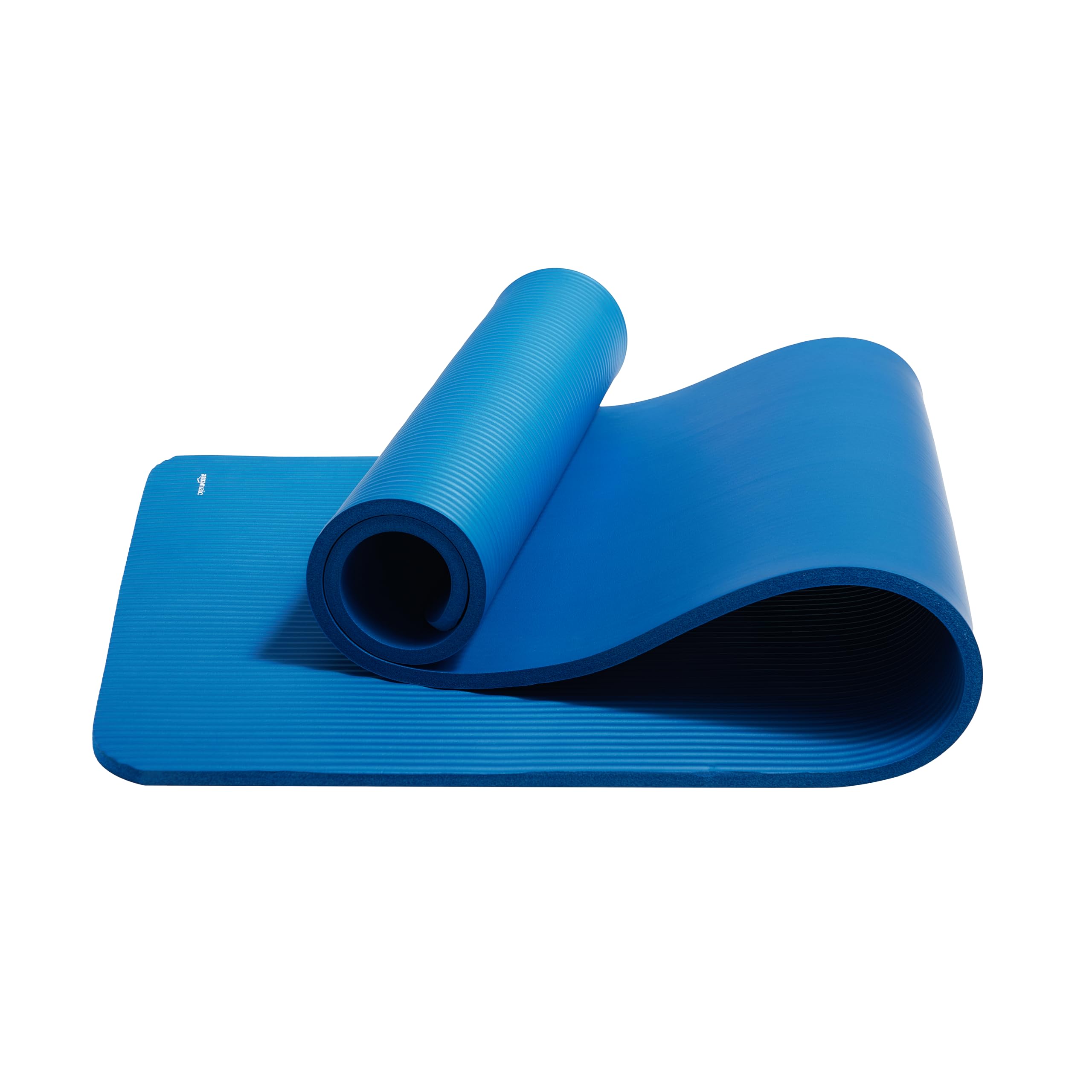 Amazon Basics 1/2 Inch Extra Thick Exercise Yoga Mat with Carrying Strap, Cushioned Support, for Fitness and Gym Workouts: Blue