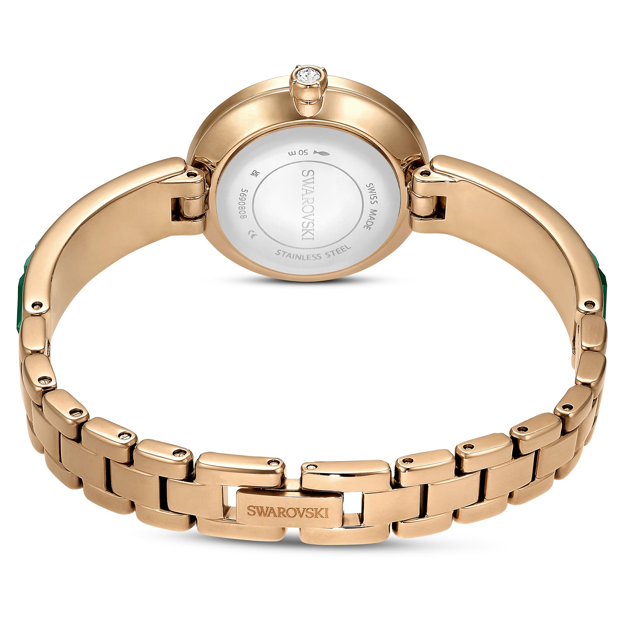 Swarovski Matrix Bangle Watch, Swiss Made, Crystal Bracelet, Green, Champagne Gold-Tone Finish